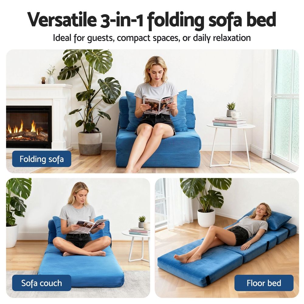 Artiss Convertible Folding Sofa Bed Armless Lounger Foam Floor Sofas Futons Couches Bedworld