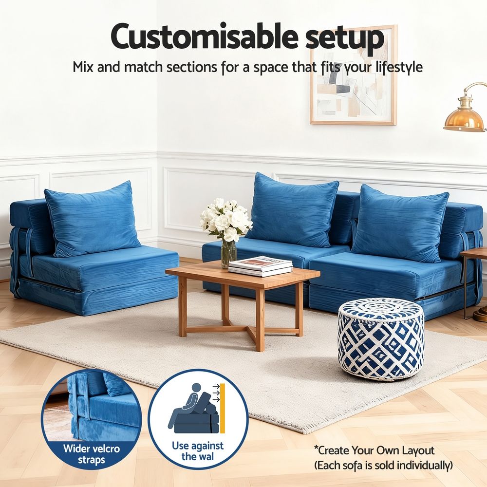 Artiss Convertible Folding Sofa Bed Armless Lounger Foam Floor Sofas Futons Couches Bedworld