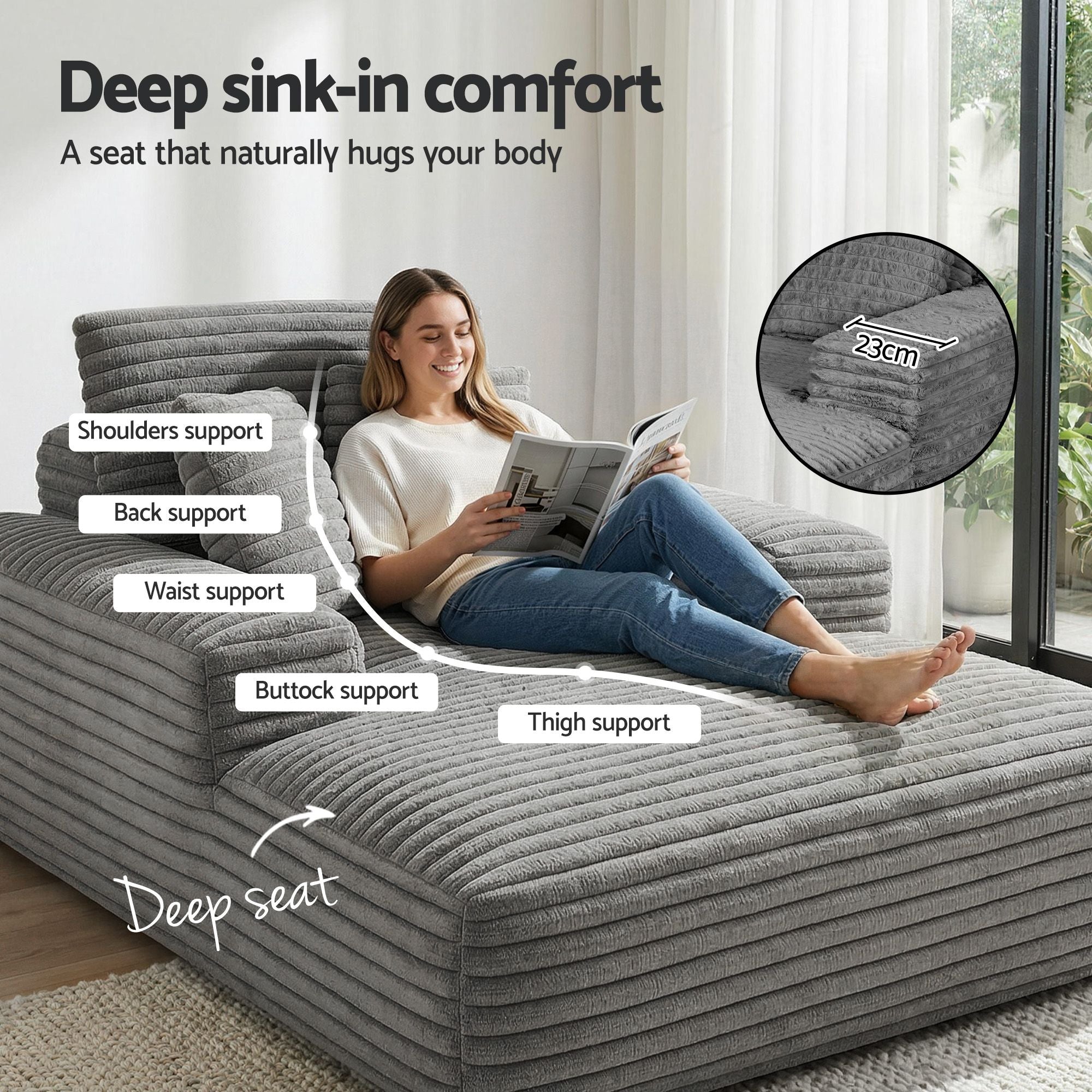Artiss Sofa Bed Lounge Chair Recliner Couch Reading Chairs Sleeper Cloud Sofas Bedworld