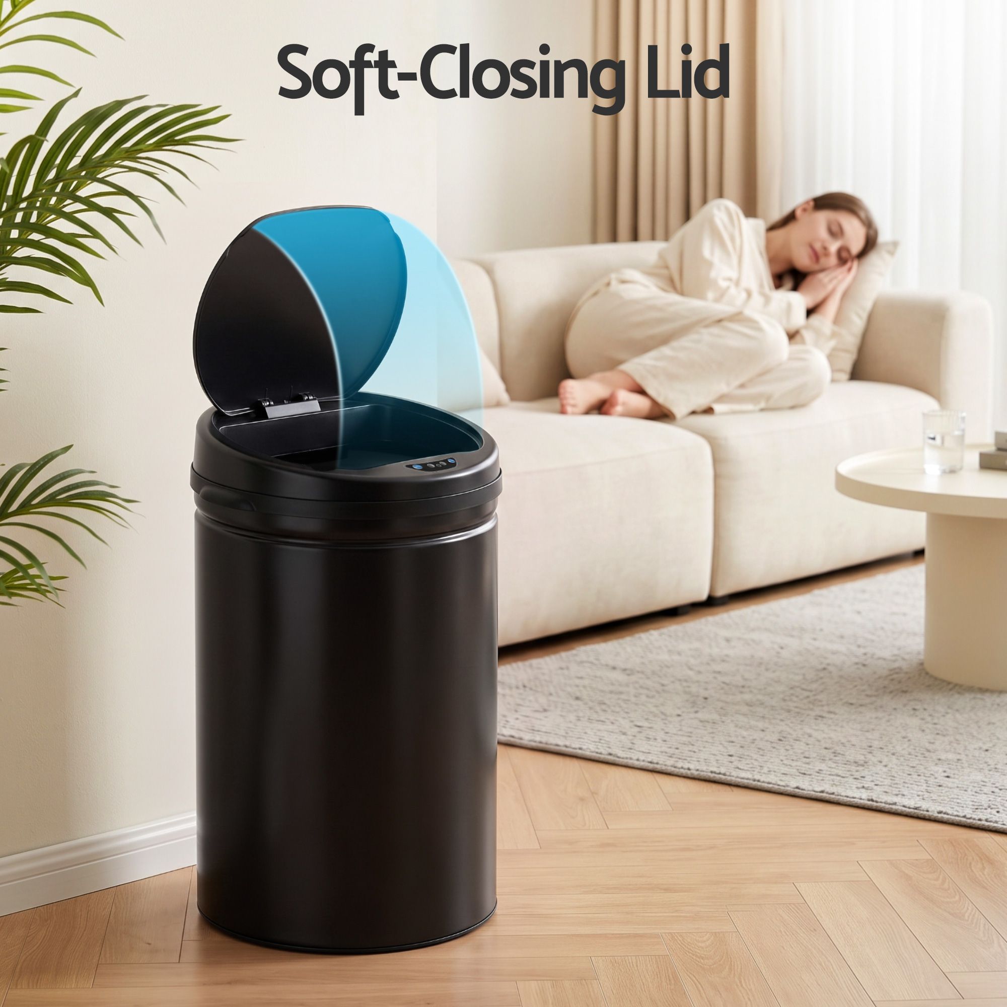 Devanti 30L Sensor Bin Automatic Touchless Trash Can Garbage Rubbish Black Bedworld