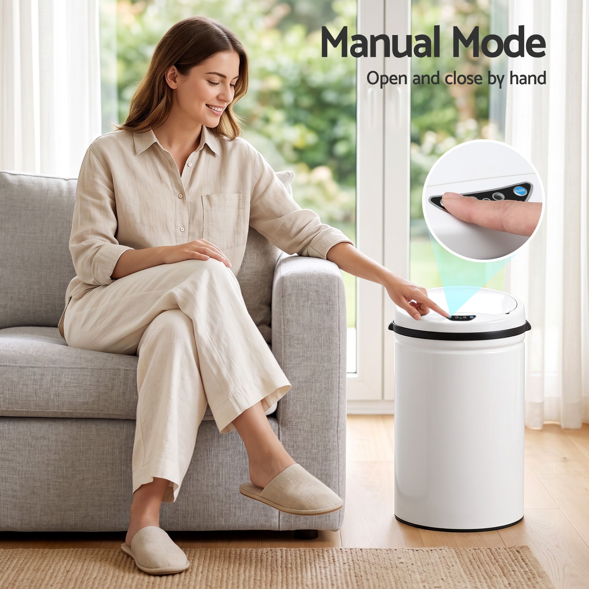 Devanti 30L Sensor Bin Automatic Touchless Trash Can Garbage Rubbish White Bedworld