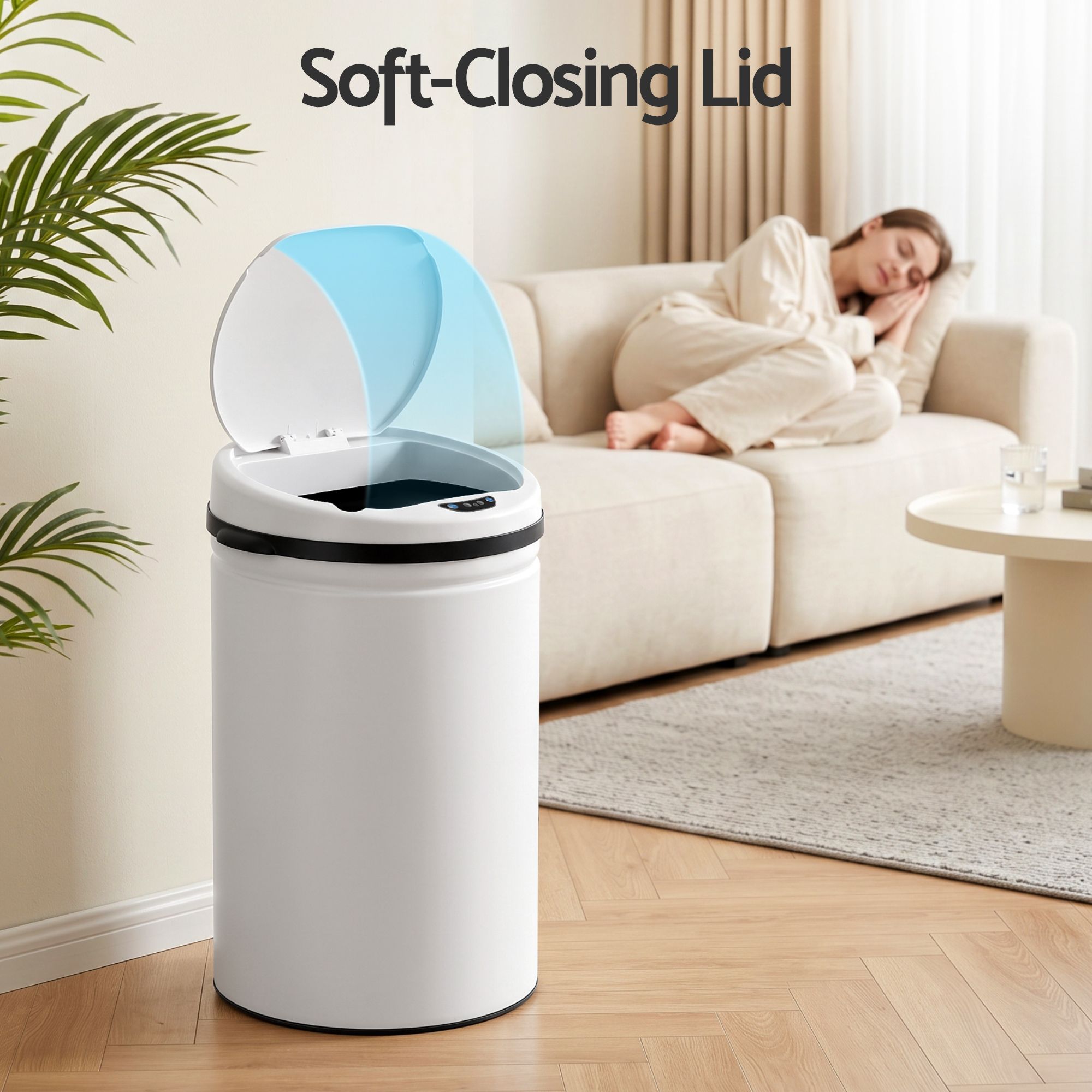Devanti 30L Sensor Bin Automatic Touchless Trash Can Garbage Rubbish White Bedworld