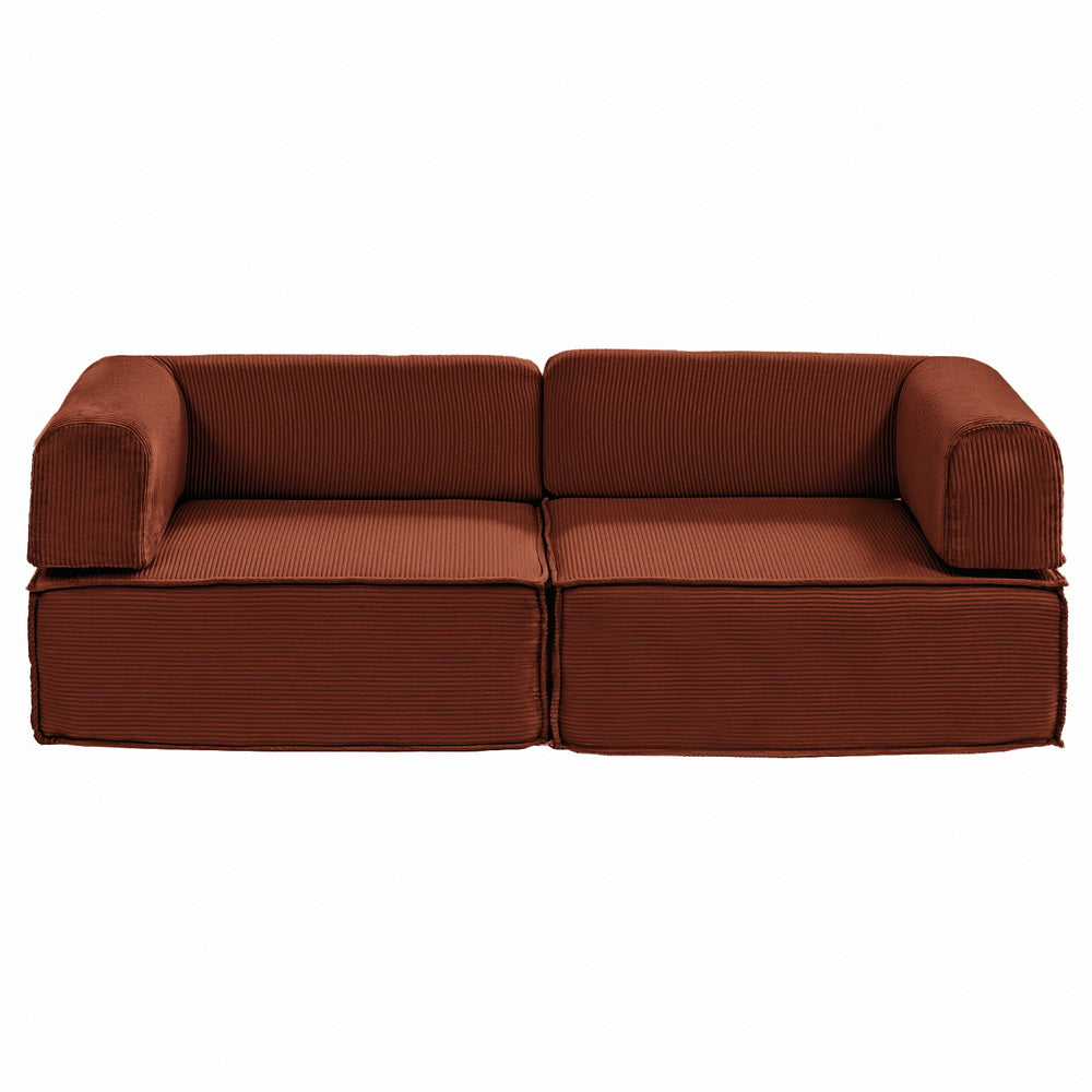 Artiss Convertible Folding Sofa Bed Pull Out Mattress Sleeper Couch Corduroy Orange Bedworld