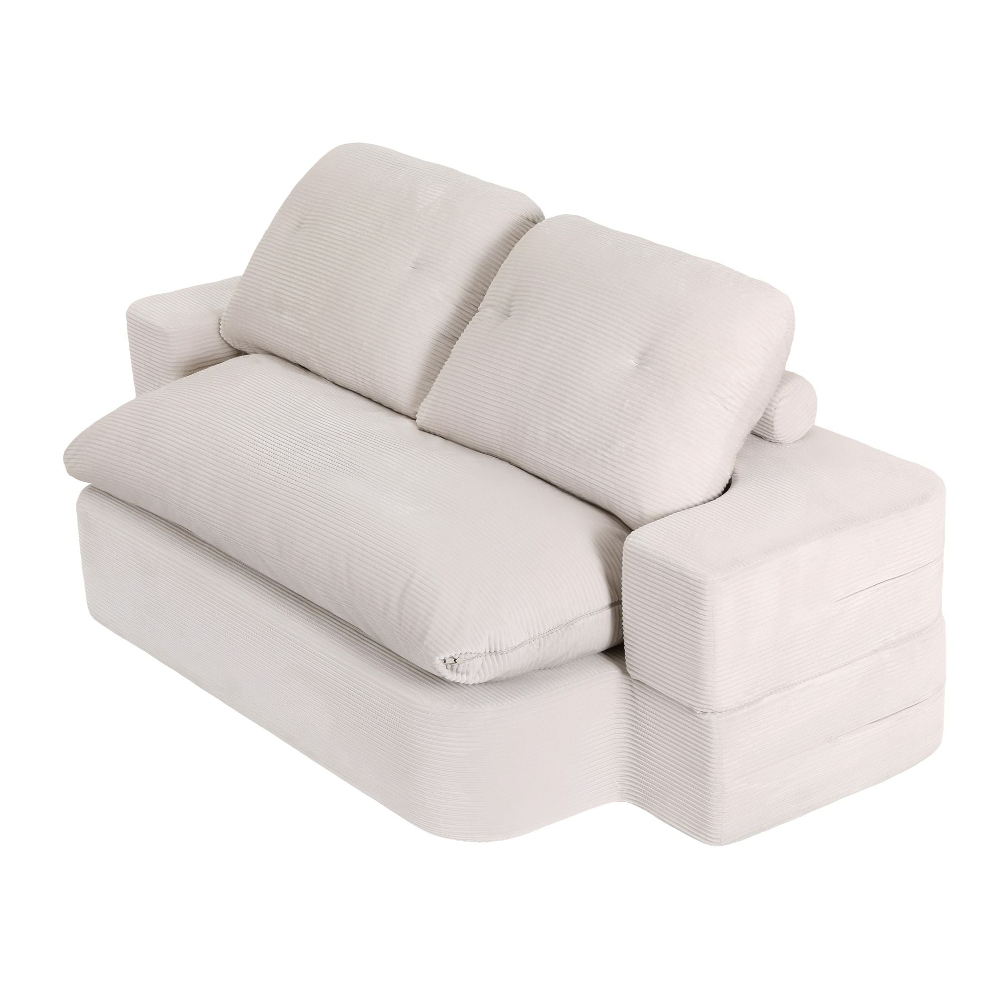 Artiss Convertible Folding Sofa Bed 30D High-Density Foam Boneless Couch with Corduroy Sleeper Couch Lounger for Living Room Beign Bedworld