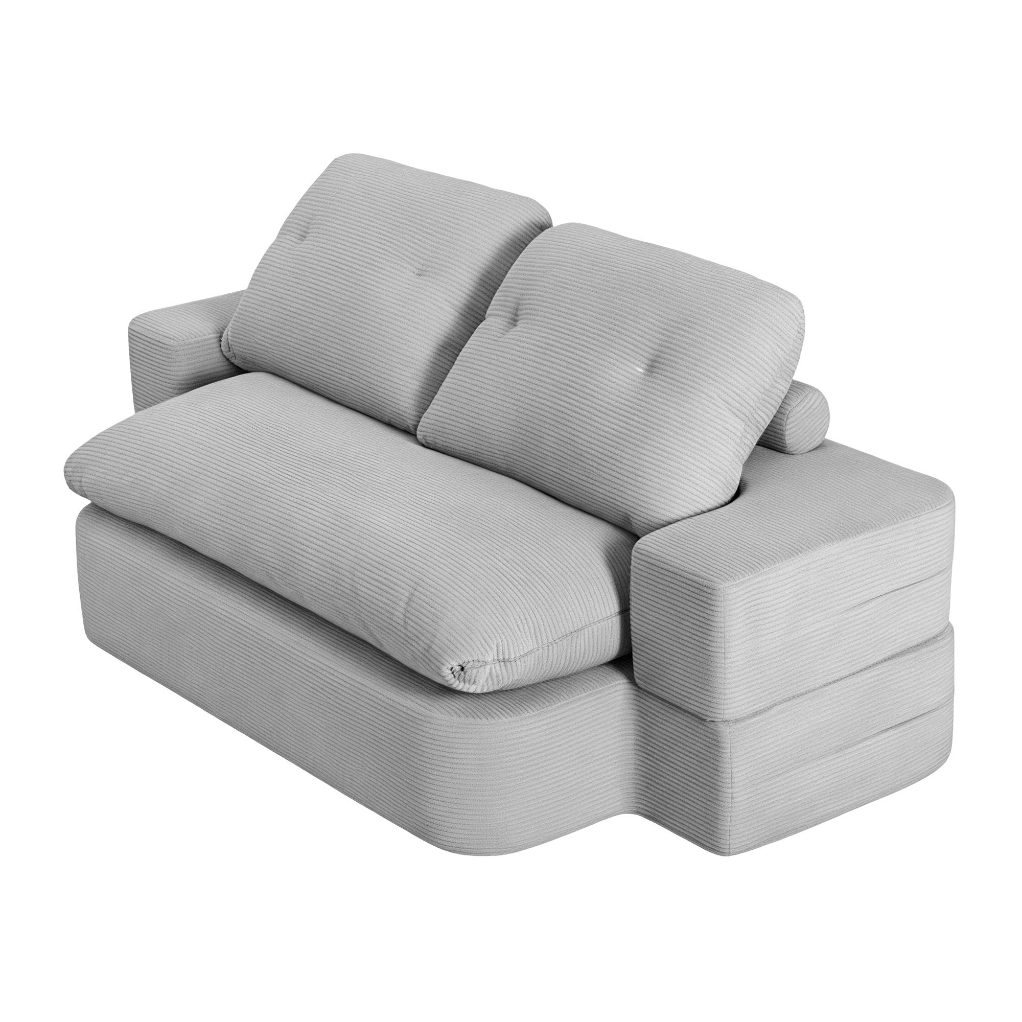 Artiss Convertible Folding Sofa Bed 30D High-Density Foam Boneless Couch with Corduroy Sleeper Couch Lounger for Living Room Grey Bedworld