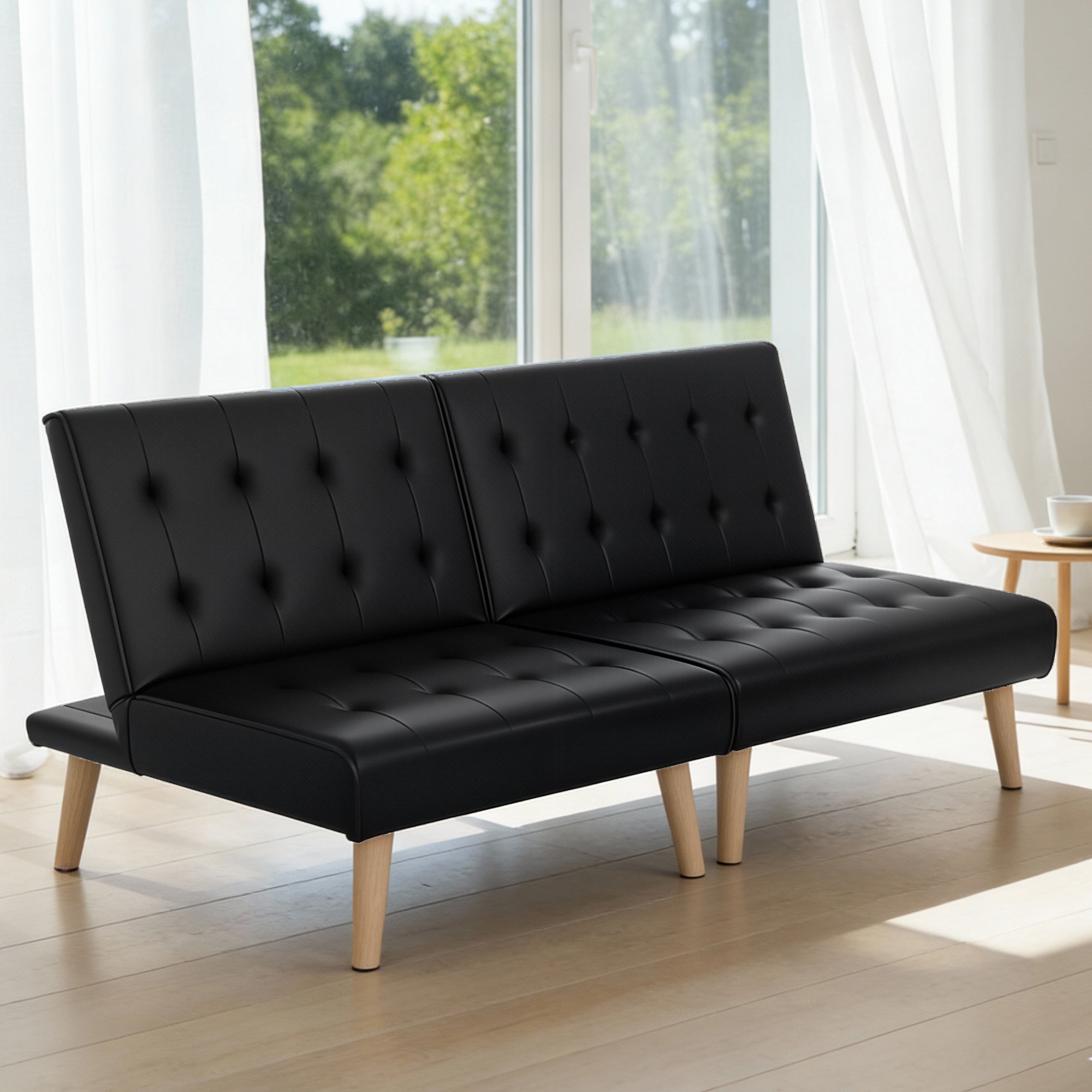 Artiss Sofa Bed Couch 2 Seater Lounge Fabric Black