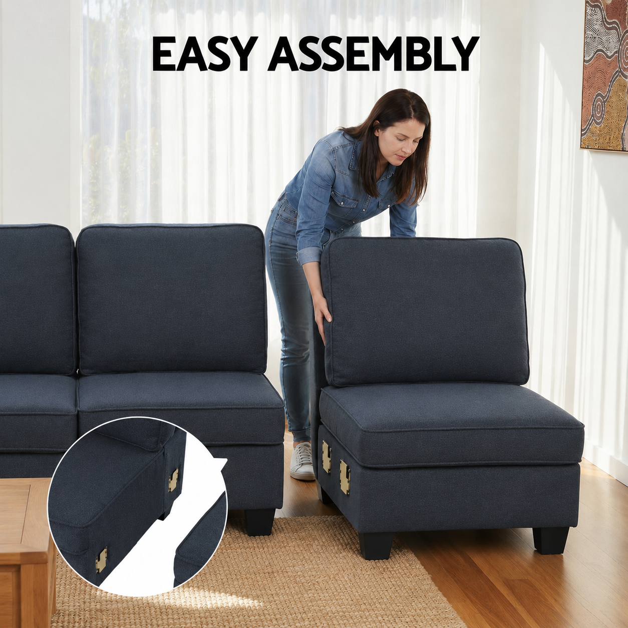 Artiss 4 Seater Modular Sofa Set Sectional Easy Assembly Dark Grey Bedworld