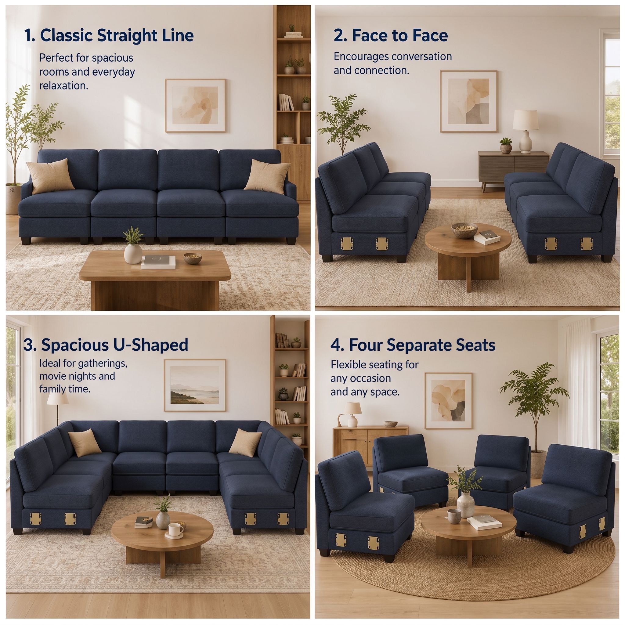 Artiss 4 Seater Modular Sofa Set Sectional Easy Assembly Dark Grey Bedworld