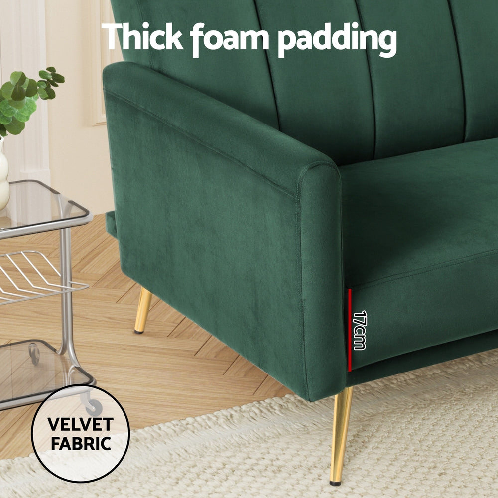 Artiss Sofa Bed 3 Seater Couch Convertible Lounge Adjustable Arm Recliner Velvet Bedworld