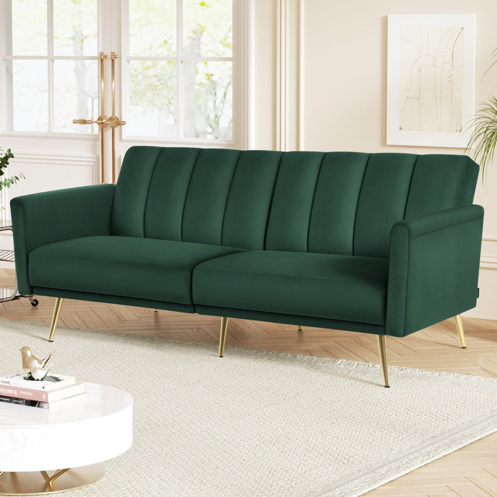 Artiss Sofa Bed 3 Seater Couch Convertible Lounge Adjustable Arm Recliner Velvet Bedworld