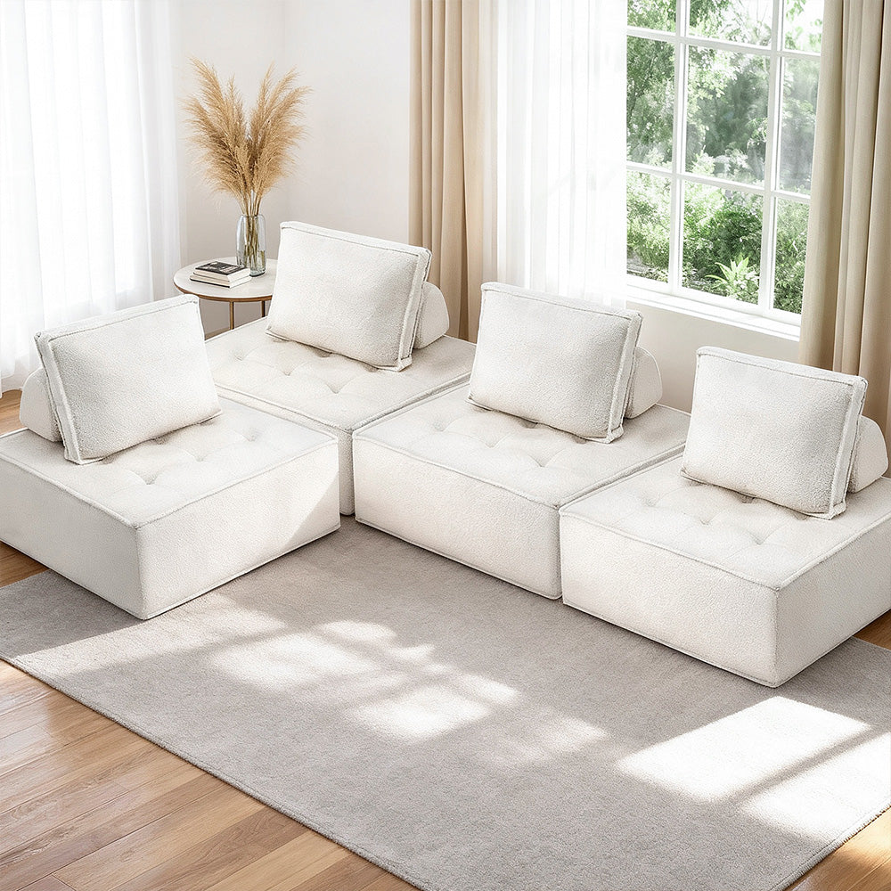 Artiss Floor Sofa Lounge Chair 4 Seater with Pillow Bedworld