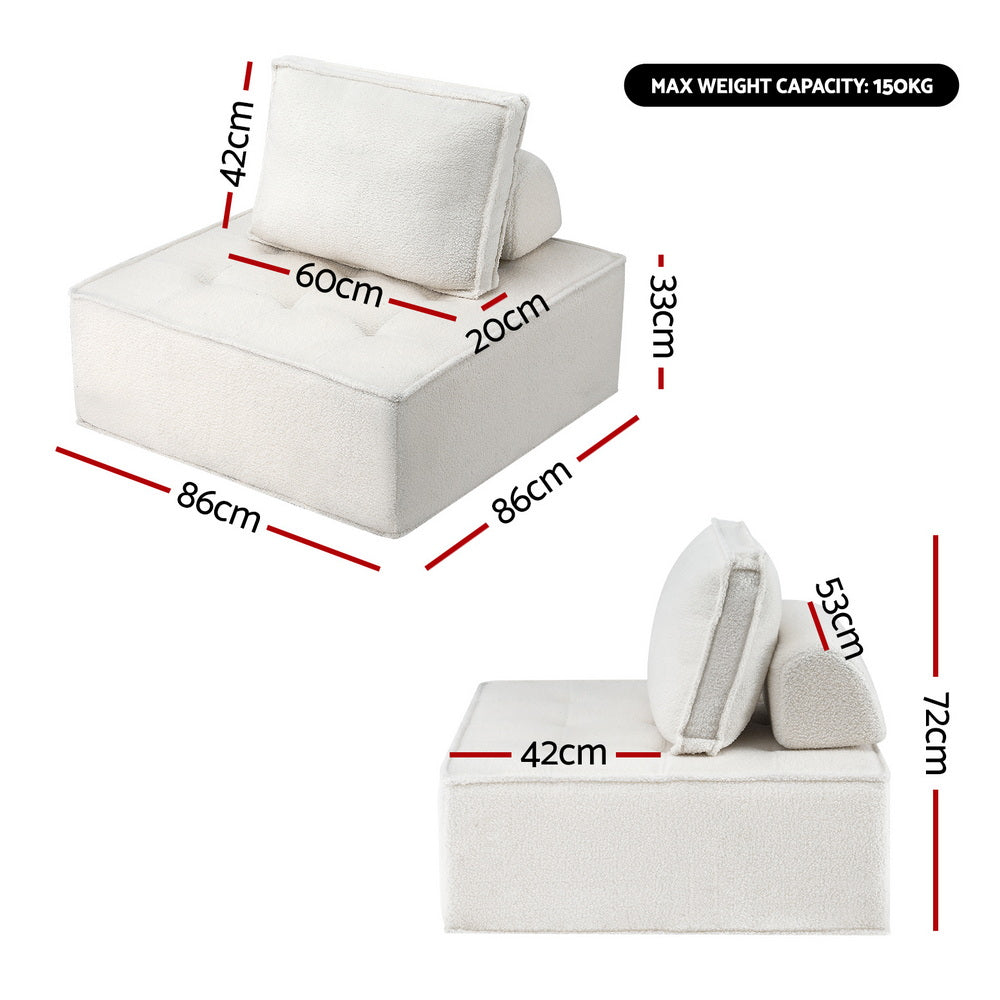Artiss Floor Sofa Lounge Chair 4 Seater with Pillow Bedworld
