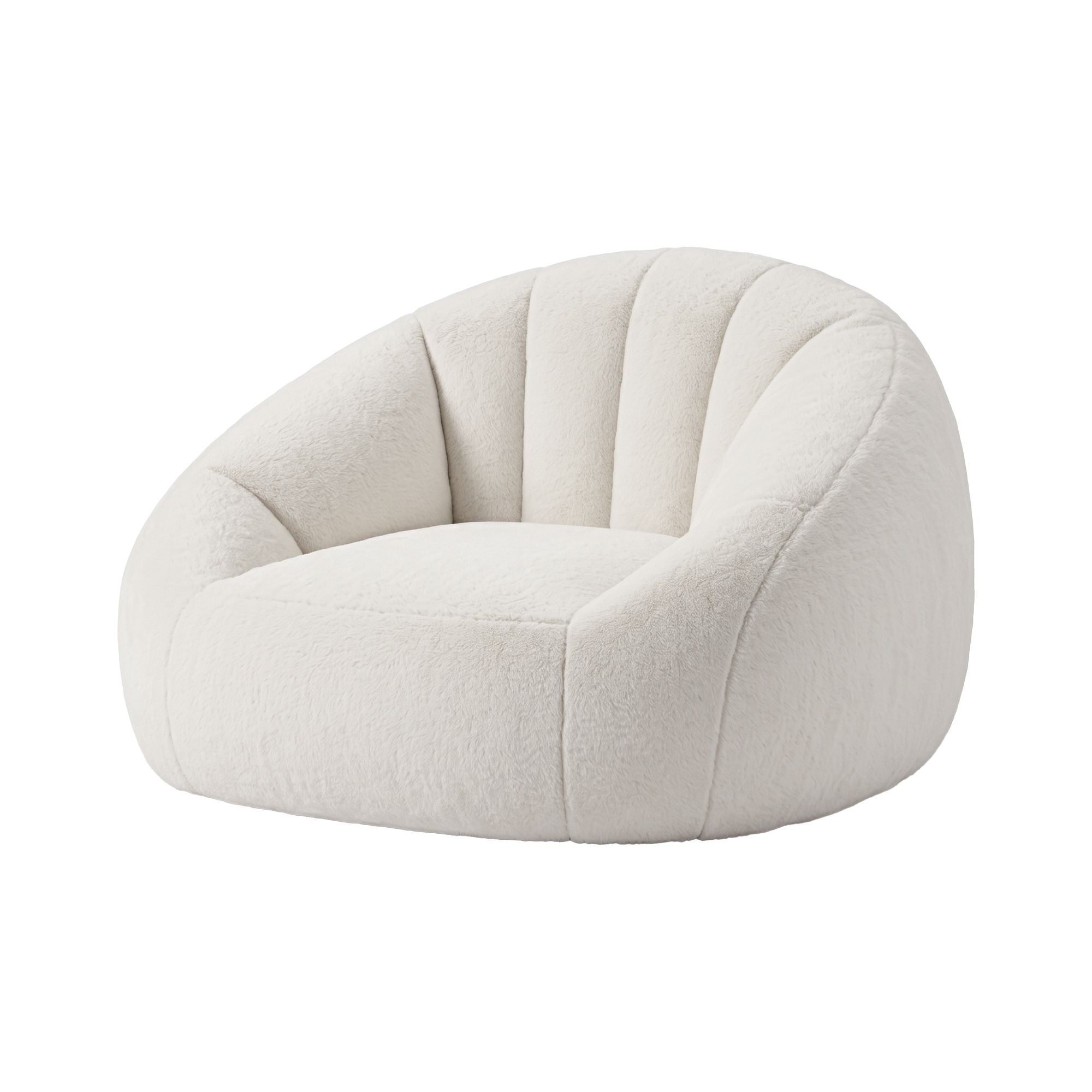 Artiss Single Small Boneless Couch Comfy Bean Bag for Living Room Faux Fur White Bedworld