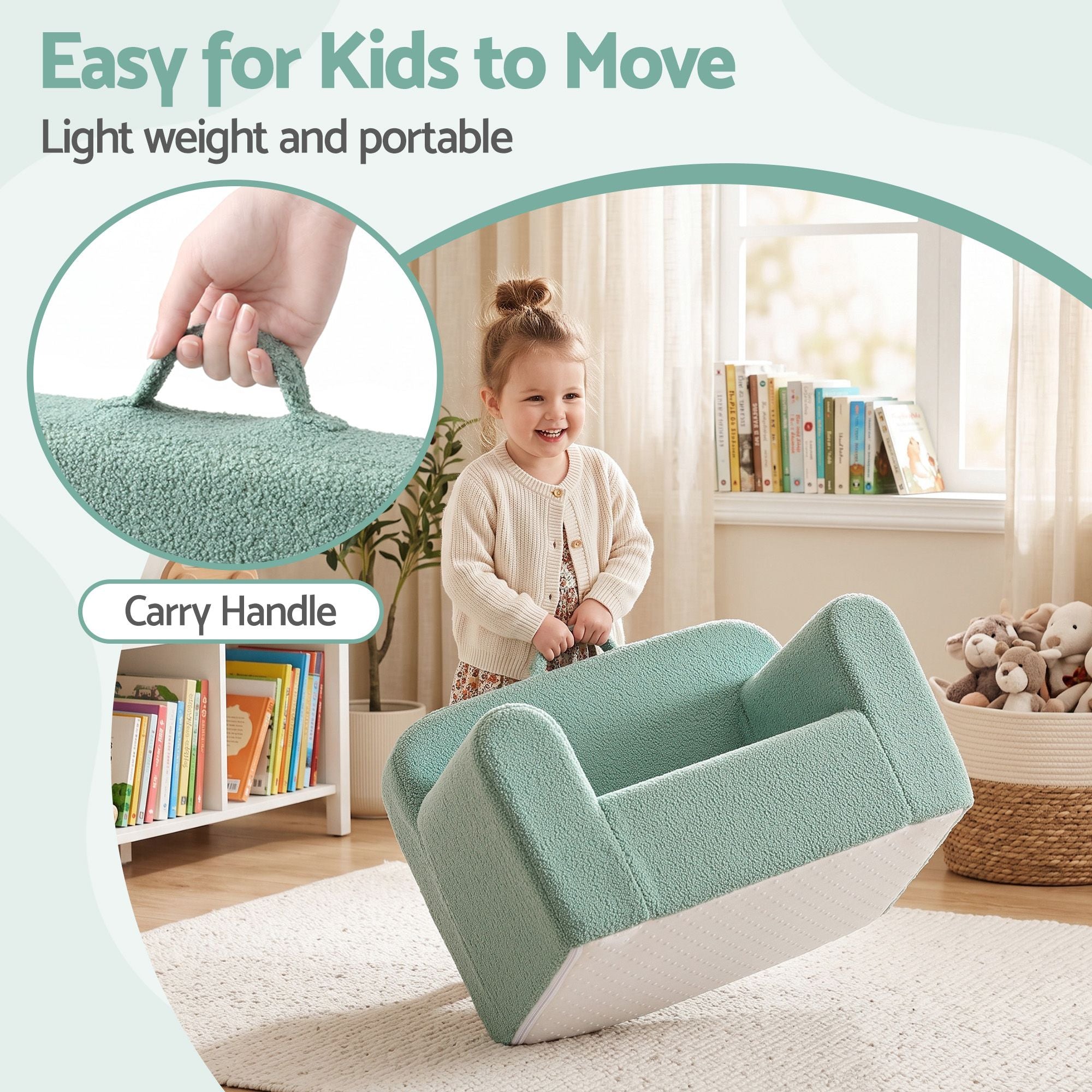 Artiss Sofa Foam Couch with Carry Handle Mint Green Bedworld