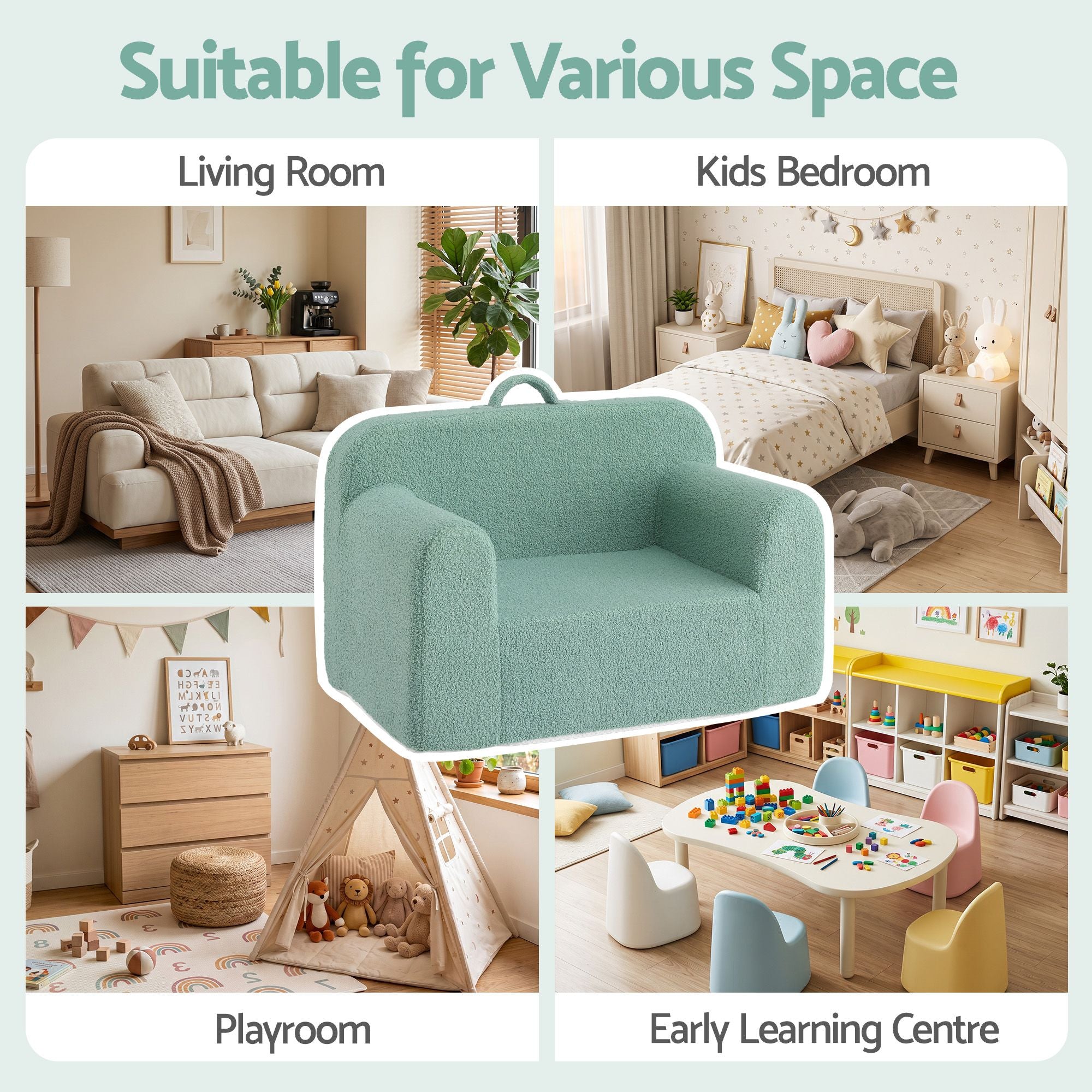 Artiss Sofa Foam Couch with Carry Handle Mint Green Bedworld