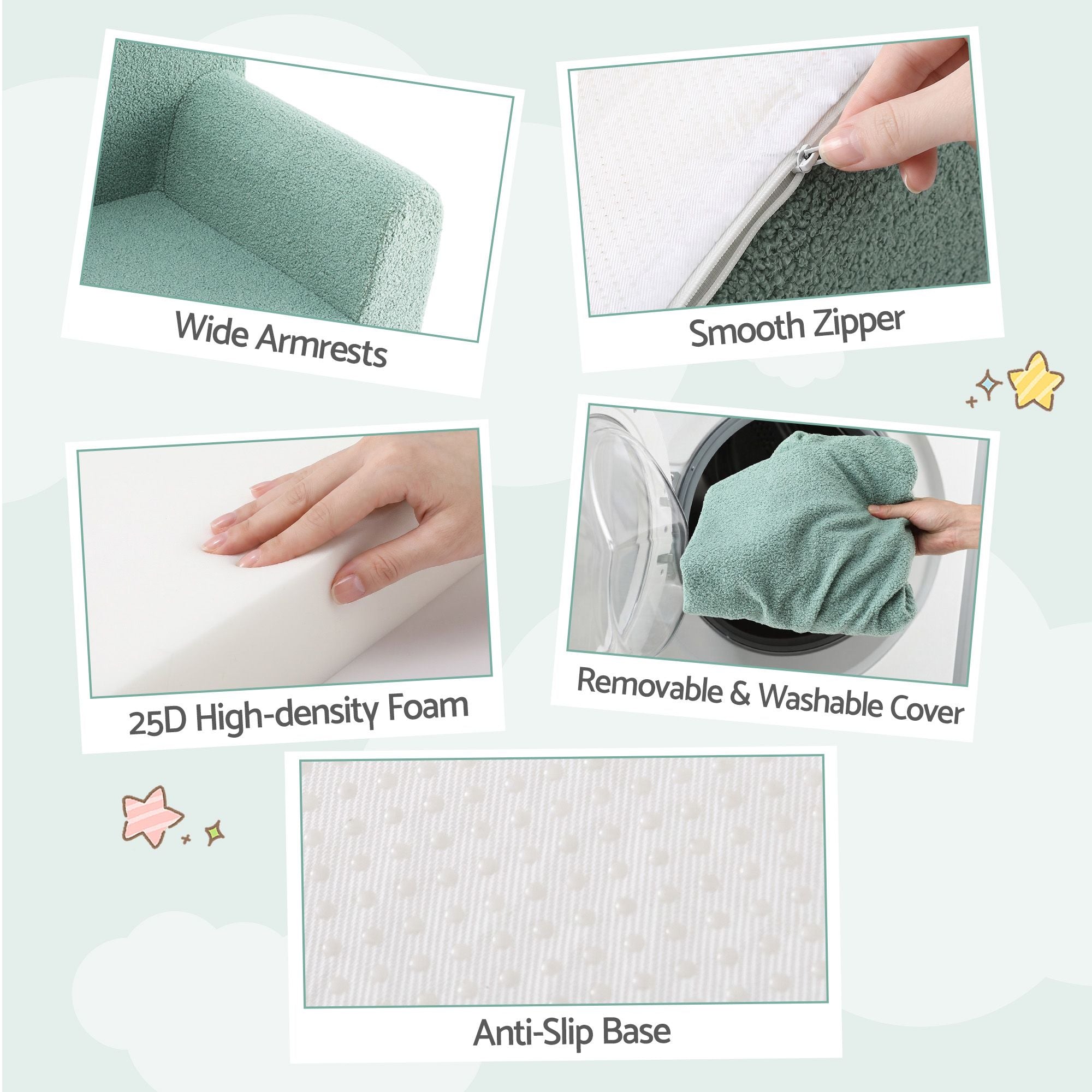 Artiss Sofa Foam Couch with Carry Handle Mint Green Bedworld