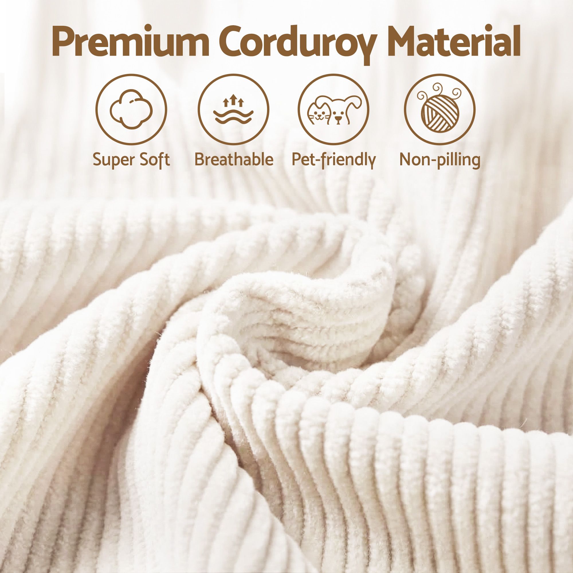 Artiss Bean Bag Sofa w/Ottoman Corduroy for Adults Teens White Bedworld