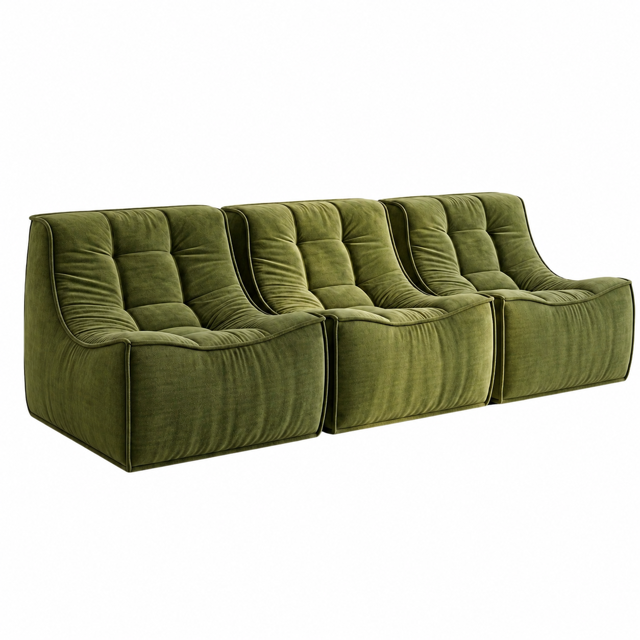 Artiss Set of 3 Sofa Modular Boneless Couches No Assembly Green Bedworld