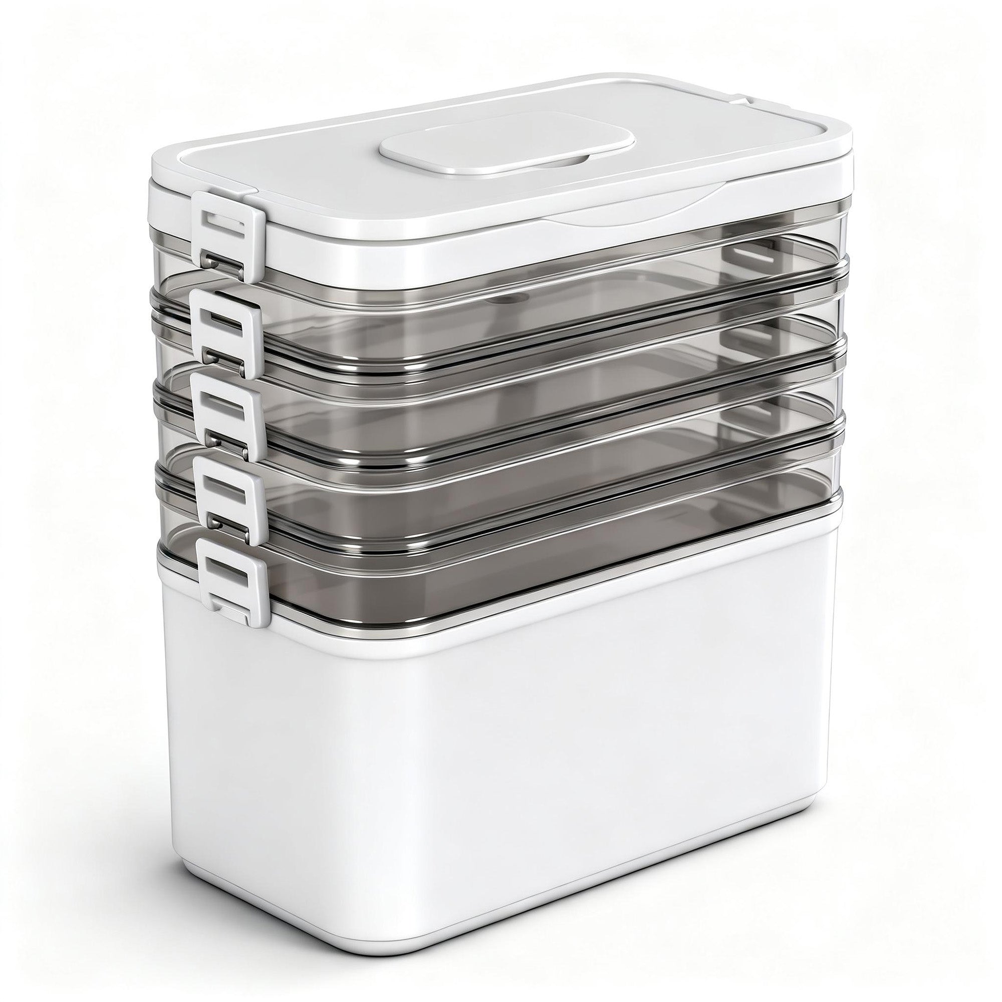 Artiss 5 Tier Portable Storage Box Detachable with Handles Plastic Clear Bedworld