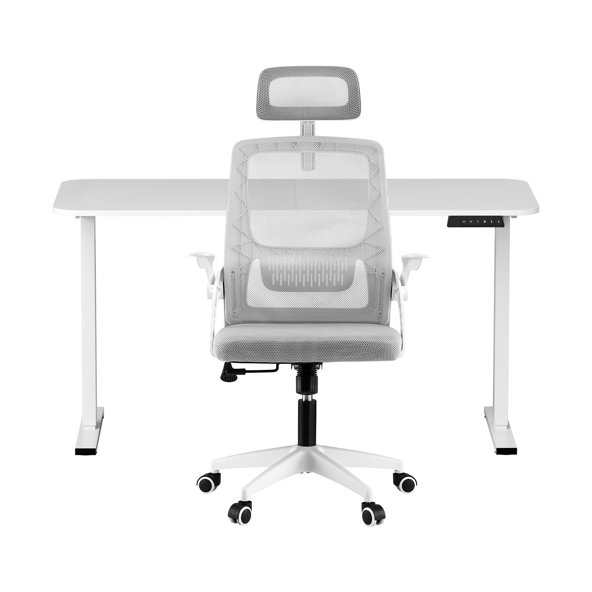Artiss Standing Desk Office Chair Sit Stand Ergonomic Combo 140cm White Bedworld