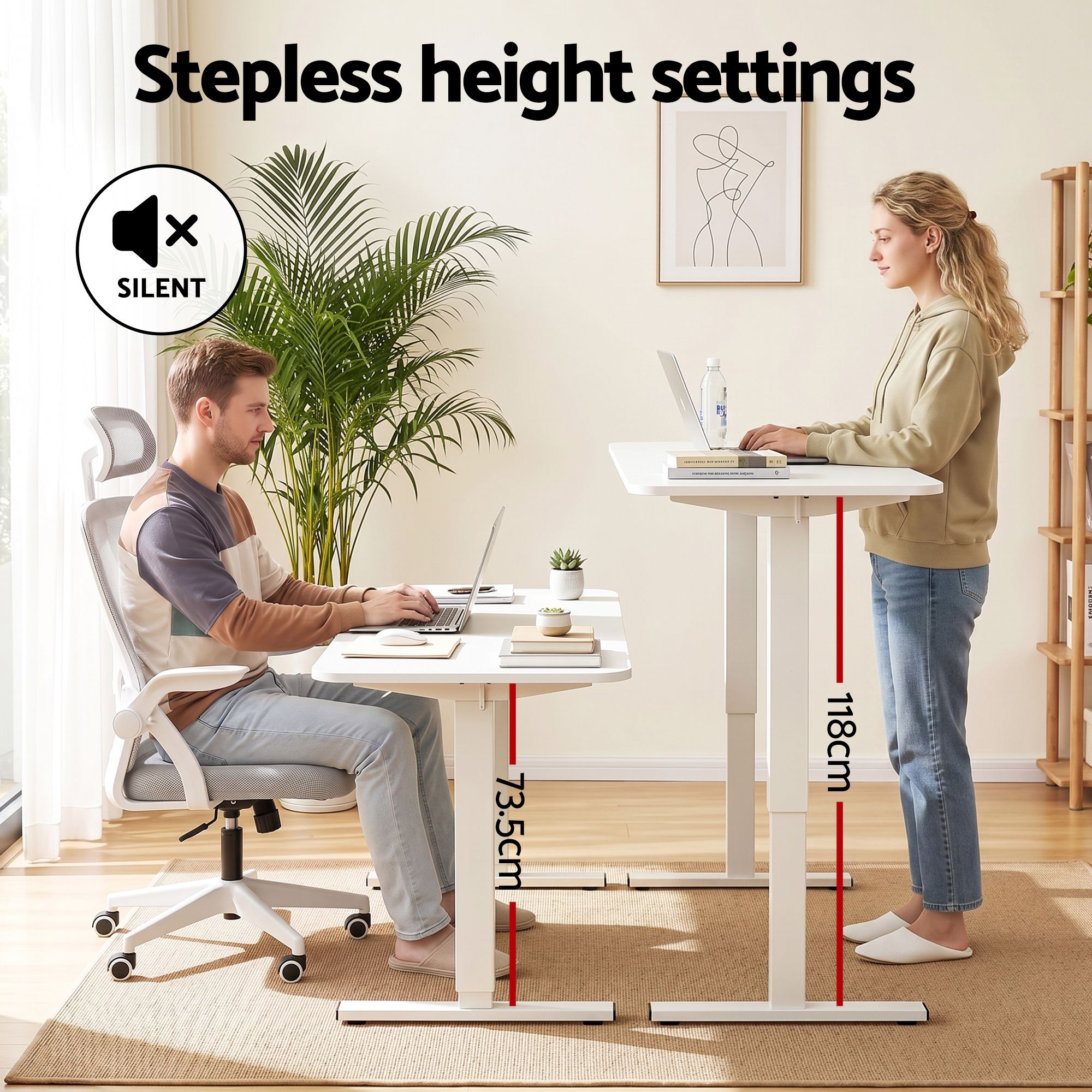 Artiss Standing Desk Office Chair Sit Stand Ergonomic Combo 140cm White Bedworld