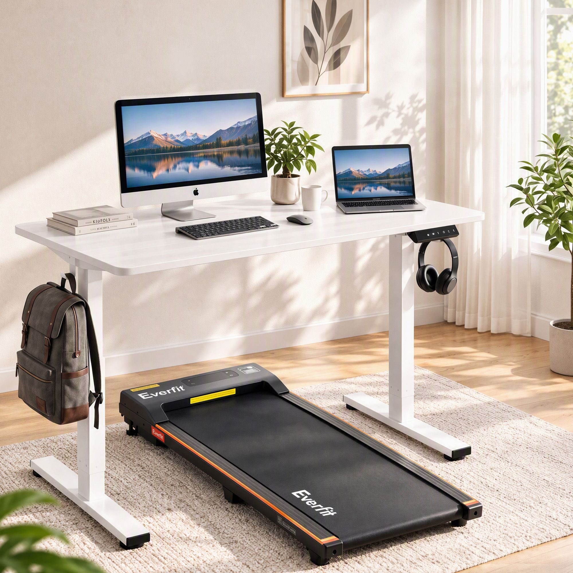 Artiss 100cm Standing Desk Treadmill Motorised Home Office White Bedworld