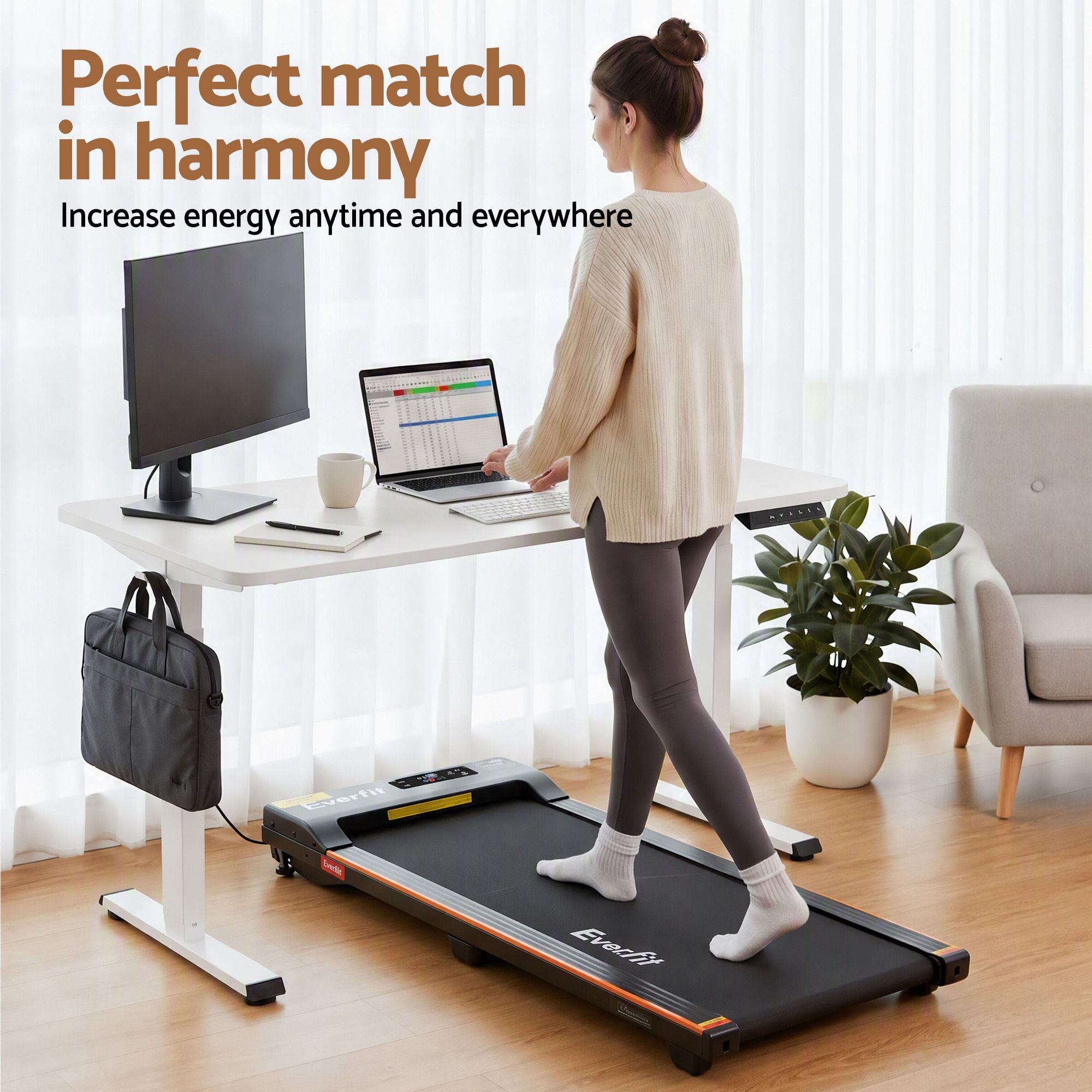 Artiss 100cm Standing Desk Treadmill Motorised Home Office White Bedworld