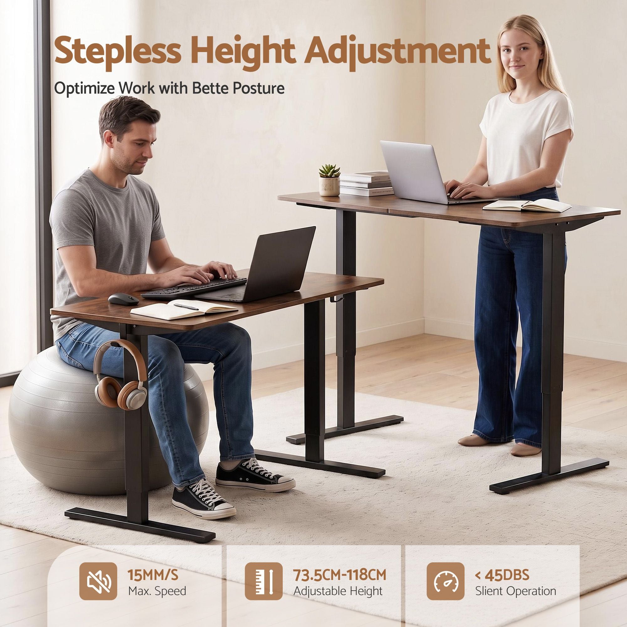 Artiss 140cm Standing Desk Treadmill Motorised Rustic Brown Bedworld