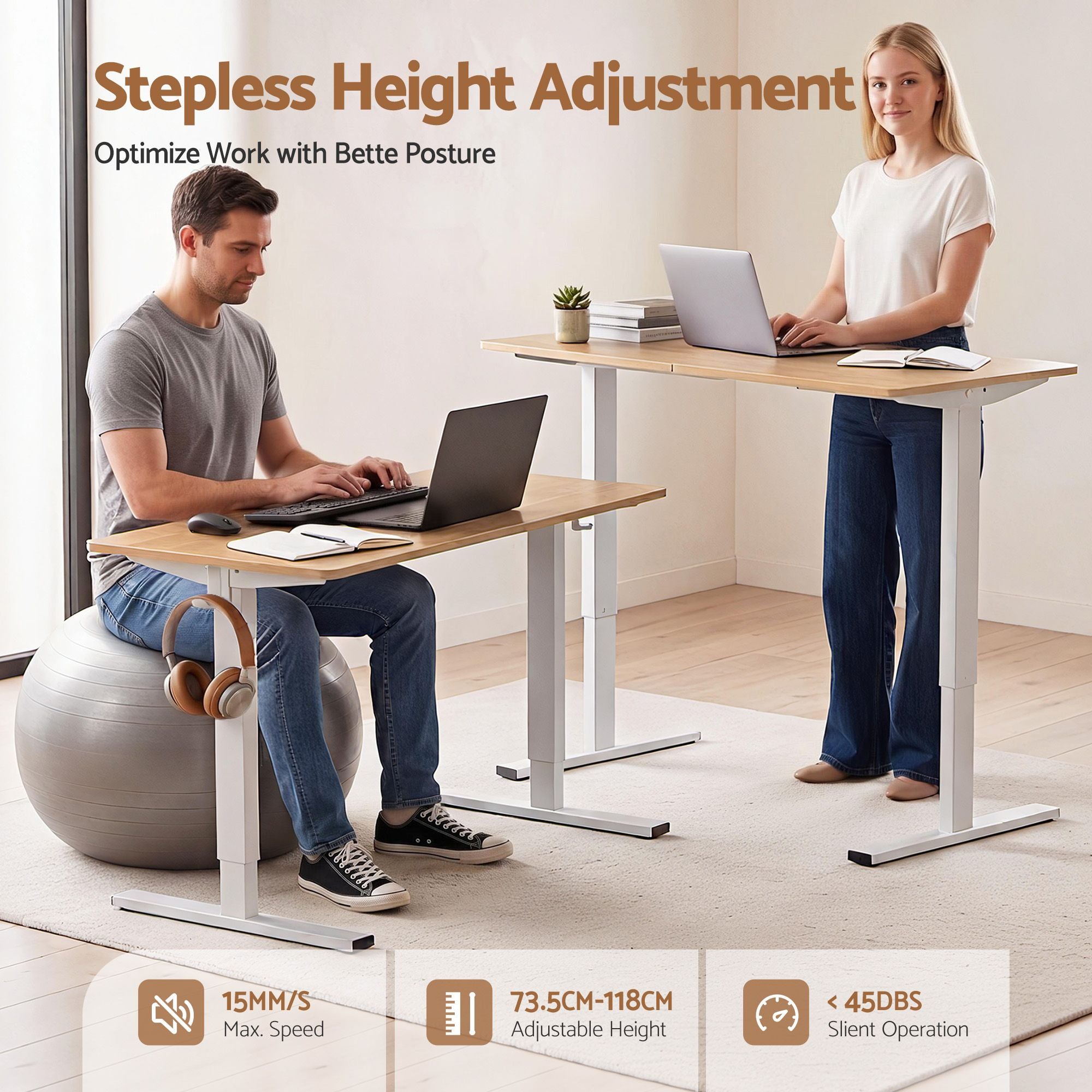Artiss 140cm Standing Desk Treadmill Motorised Natural Wood Bedworld