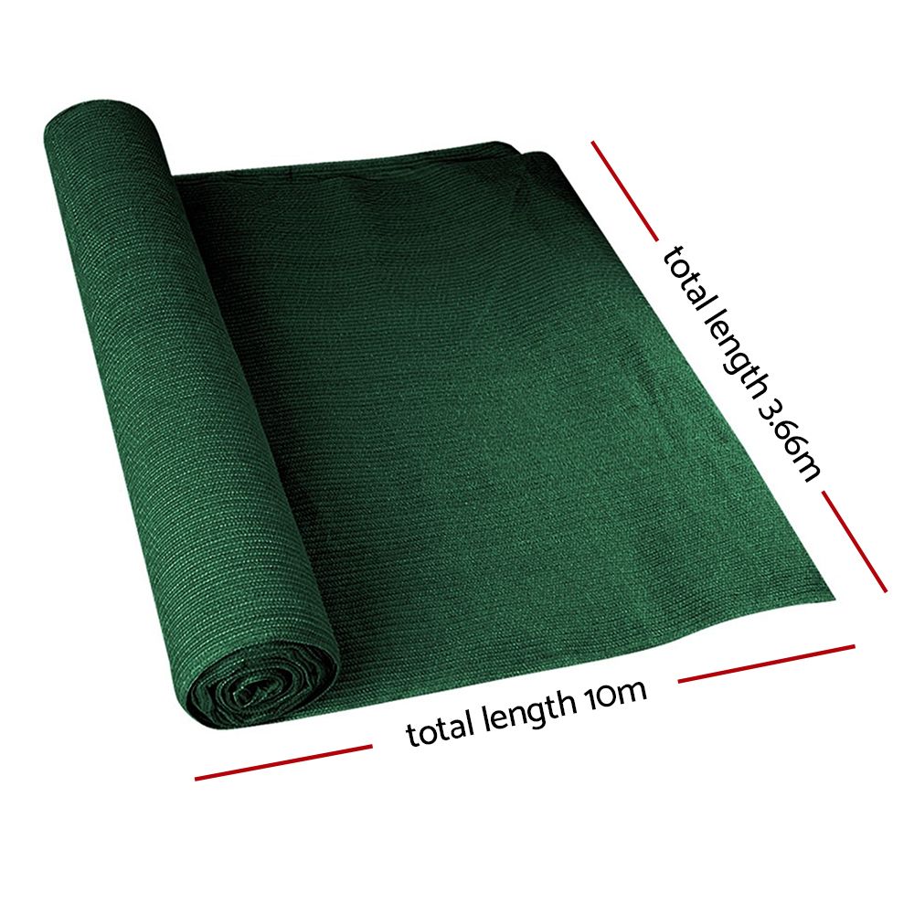 Instahut 90% Shade Cloth 3.66x10m Shadecloth Sail Heavy Duty Green Bedworld