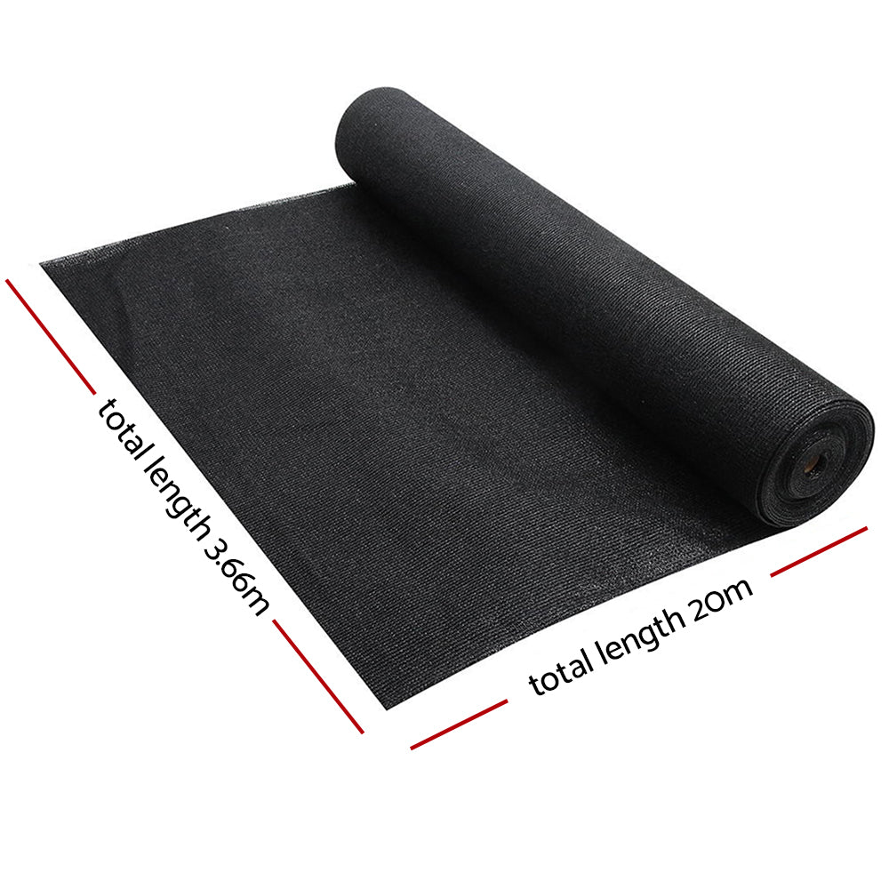 Black shade cloth sail sheet laid flat with rolled end