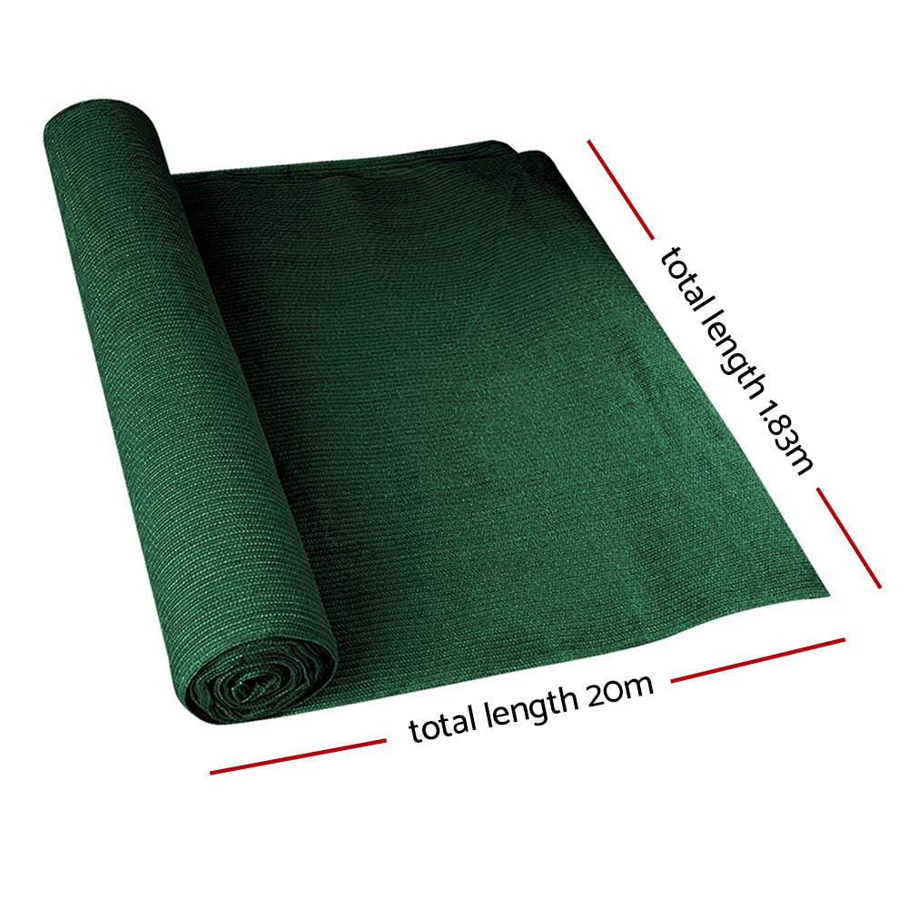 Green shade cloth sheet with rolled edge and visible length measurement lines
