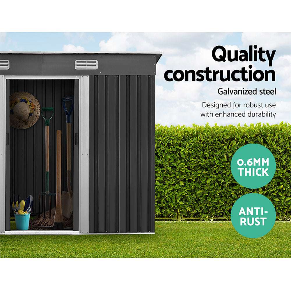 /Metal Base Sheds Outdoor Storage Tool Workshop Sliding Door