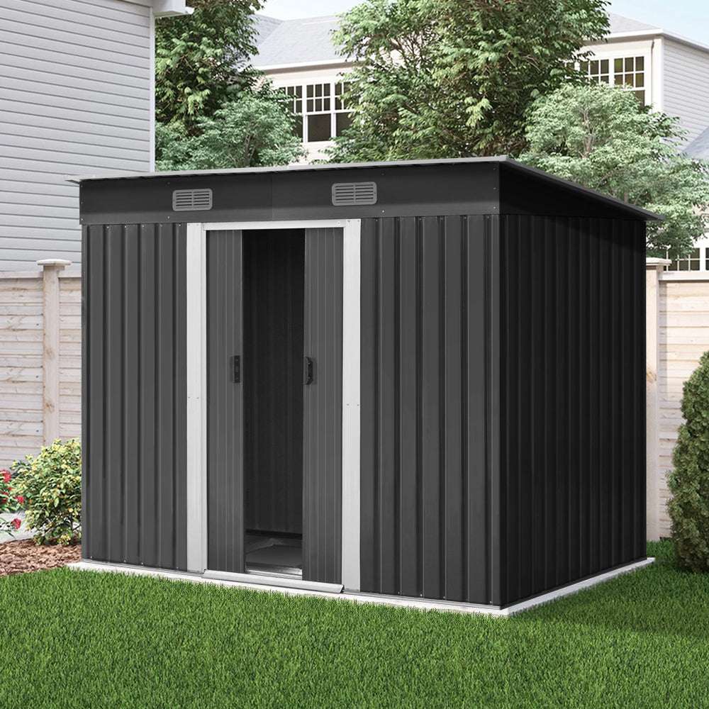 /Metal Base Sheds Outdoor Storage Tool Workshop Sliding Door