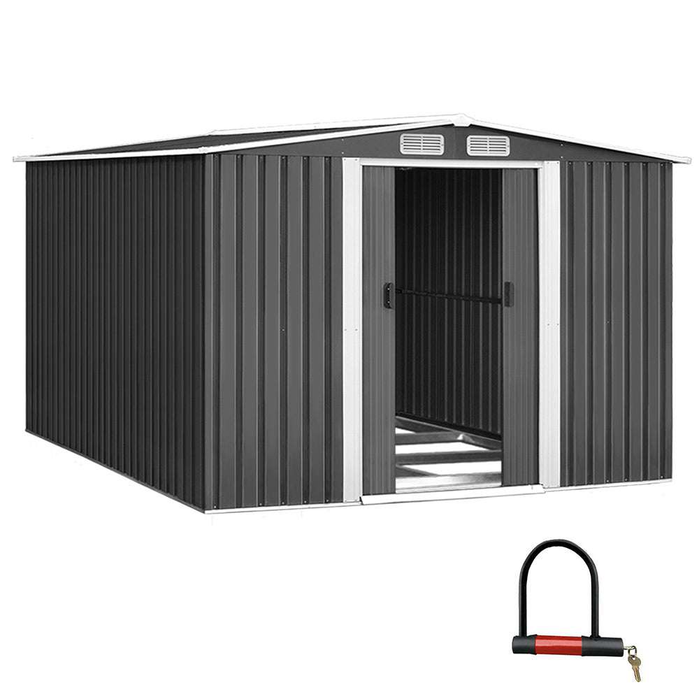 /Metal Base Sheds Outdoor Storage Workshop Shelter Sliding Door
