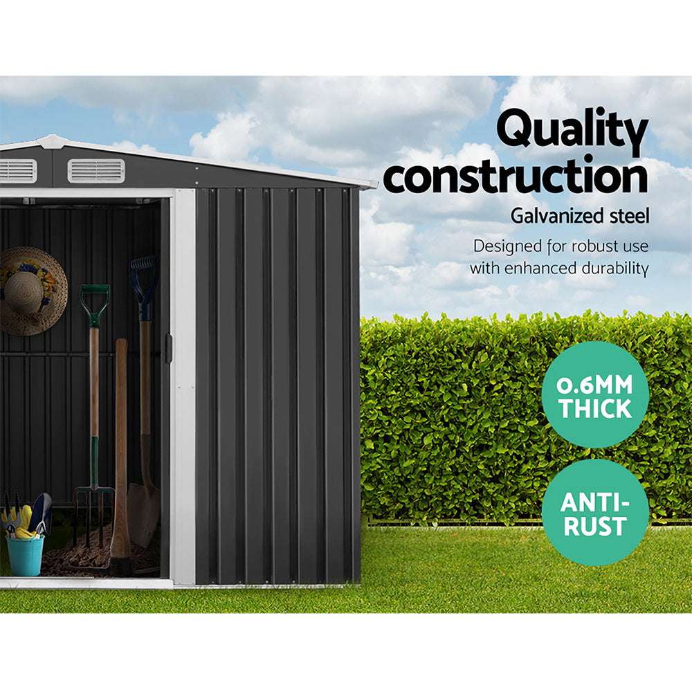 /Metal Base Sheds Outdoor Storage Workshop Shelter Sliding Door