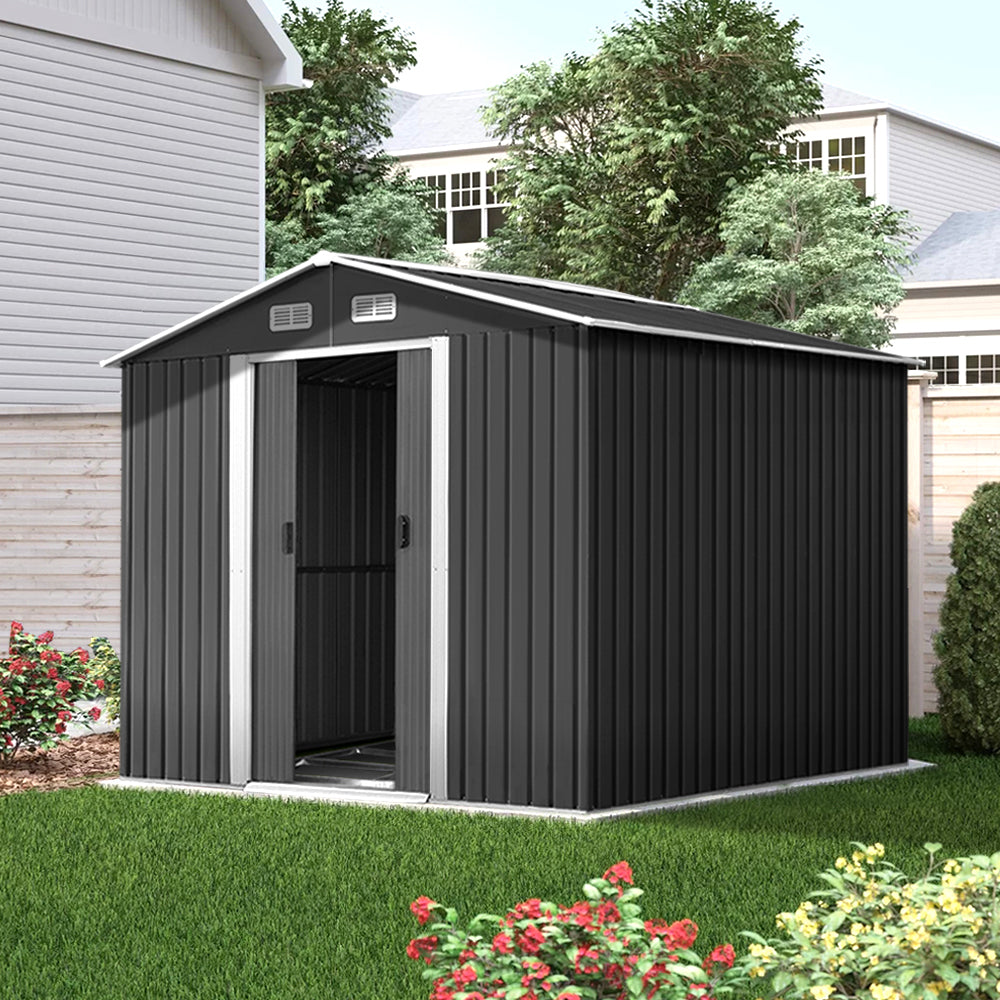 /Metal Base Sheds Outdoor Storage Workshop Shelter Sliding Door