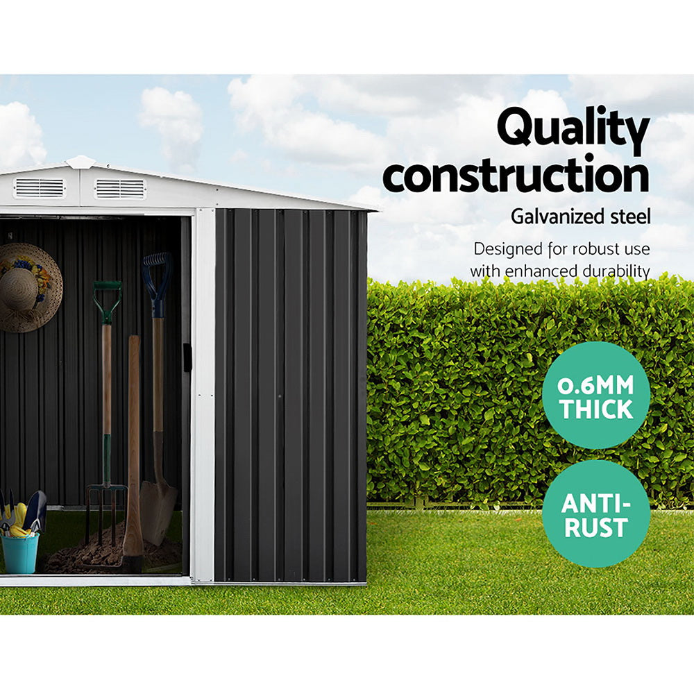 07M Sheds Outdoor Storage Workshop Metal Shelter Sliding Door