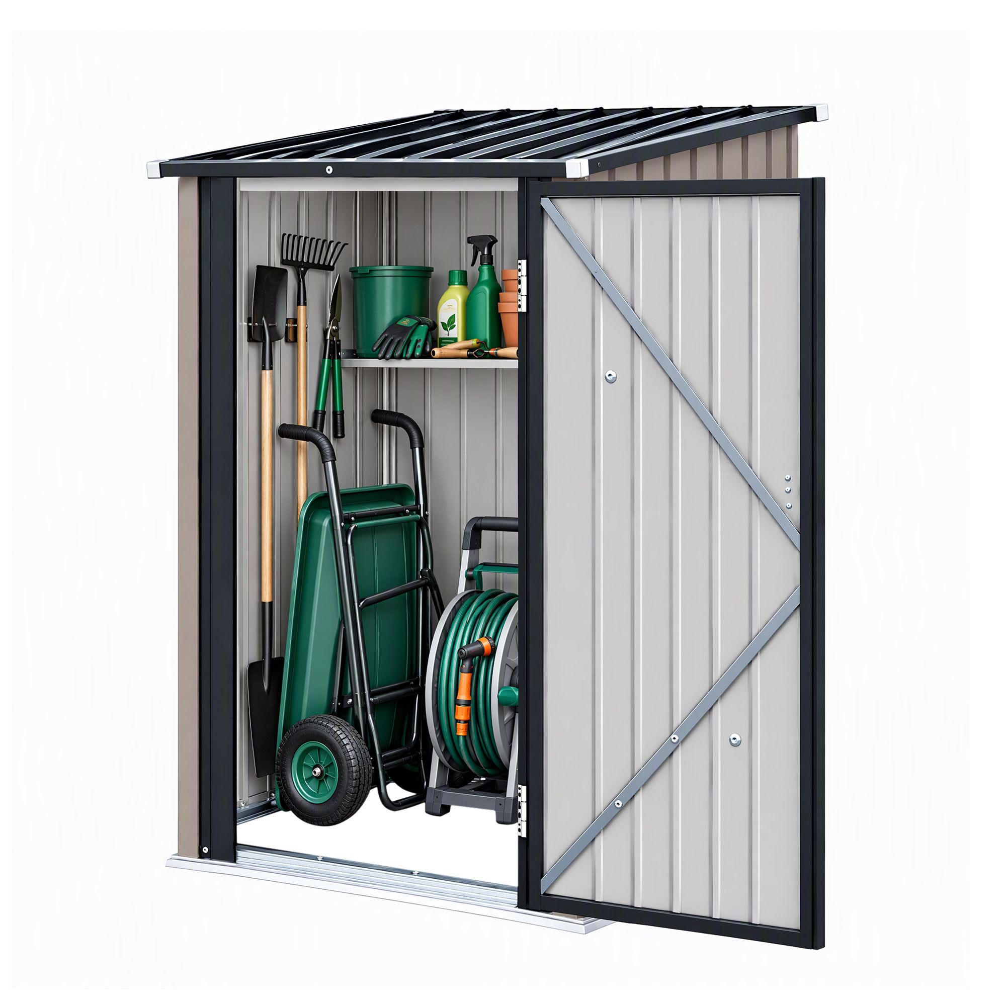 Giantz Garden Shed Outdoor Storage Metal Tool Shed Steel 99x104cm Brown Bedworld
