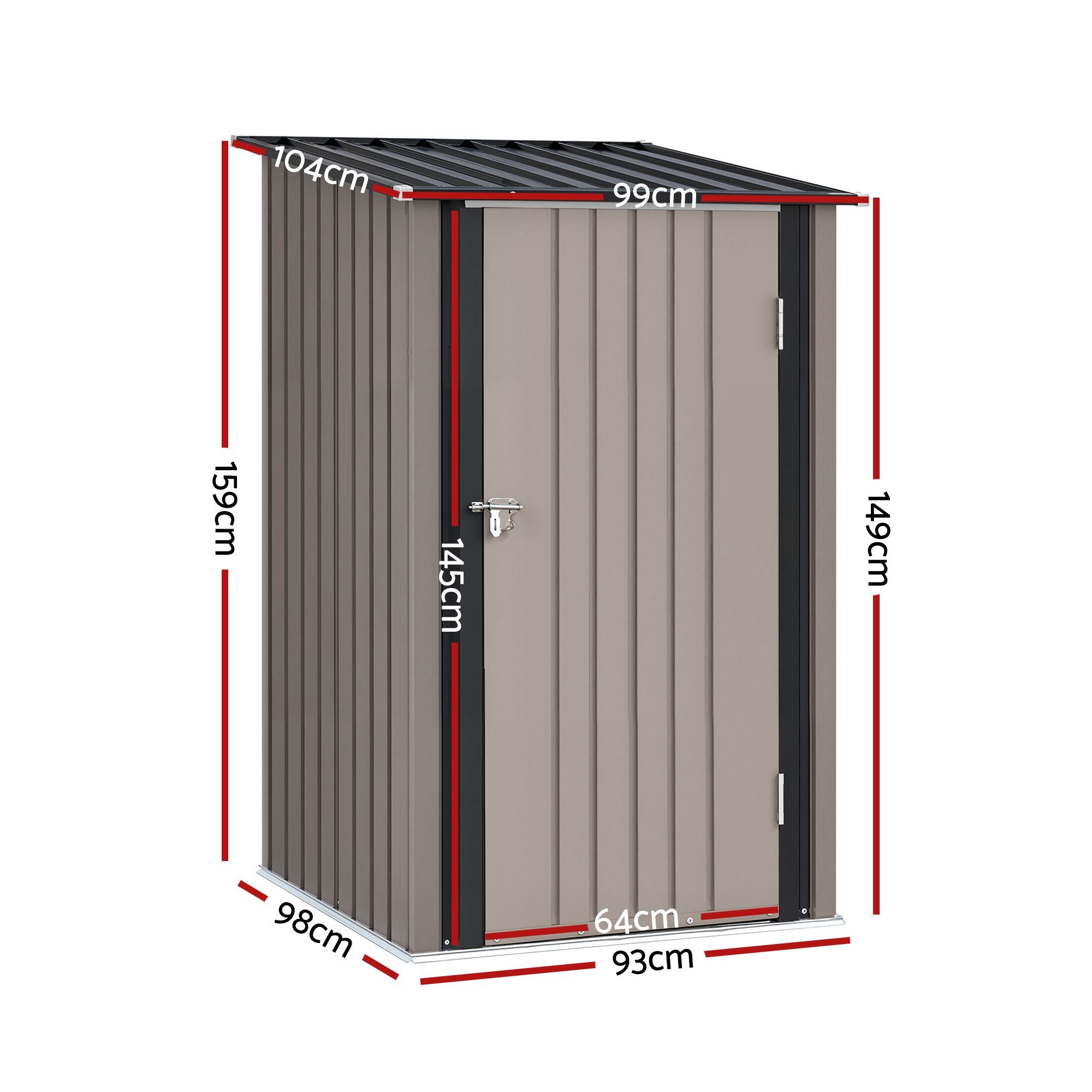 Giantz Garden Shed Outdoor Storage Metal Tool Shed Steel 99x104cm Brown Bedworld
