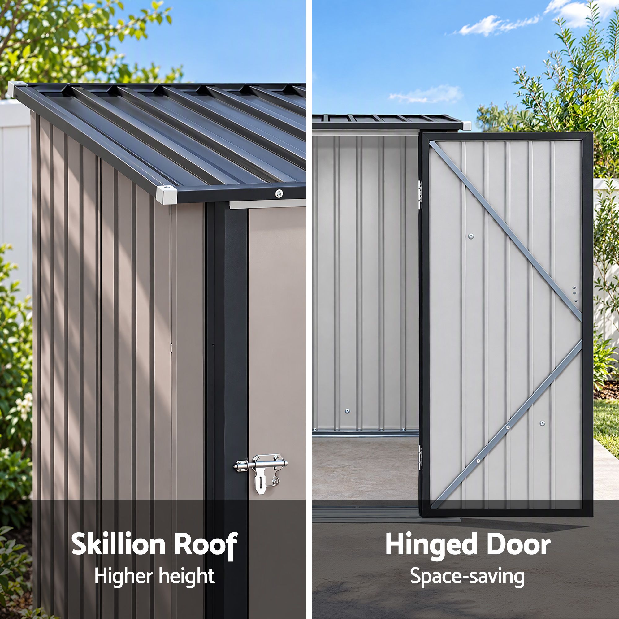 Giantz Garden Shed Outdoor Storage Metal Tool Shed Steel 99x104cm Brown Bedworld