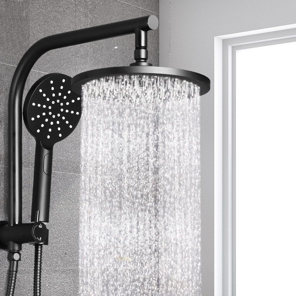 Cefito 9'' Rain Shower Head Set Handheld Round High Pressure Black Bedworld