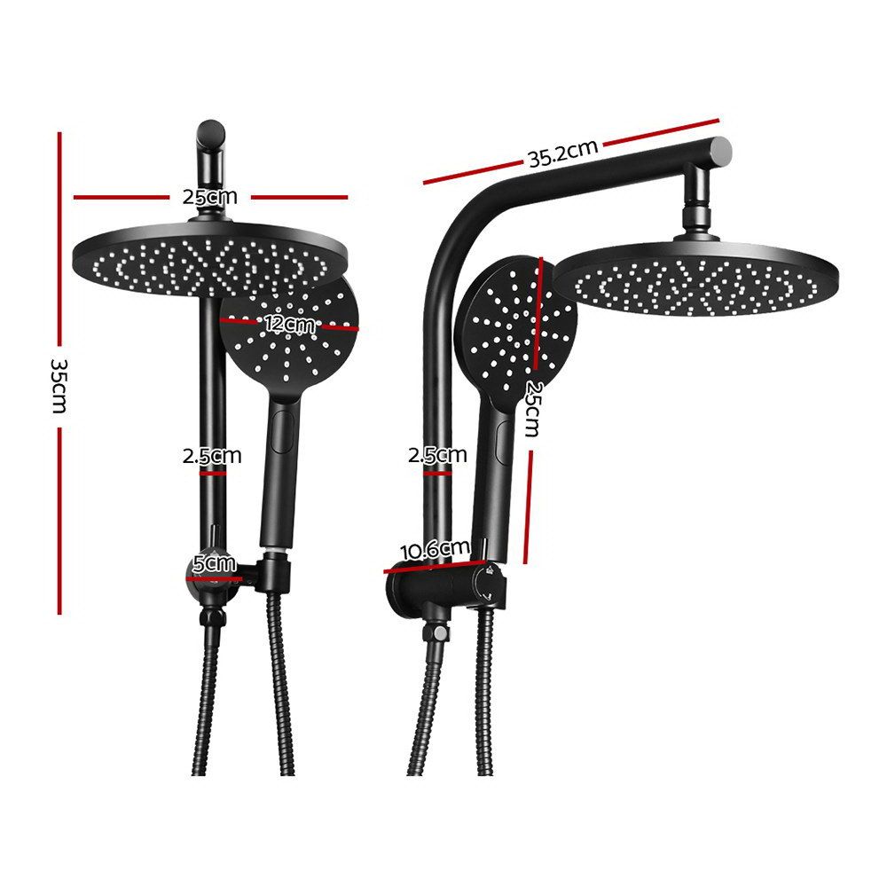 Cefito 9'' Rain Shower Head Set Handheld Round High Pressure Black Bedworld