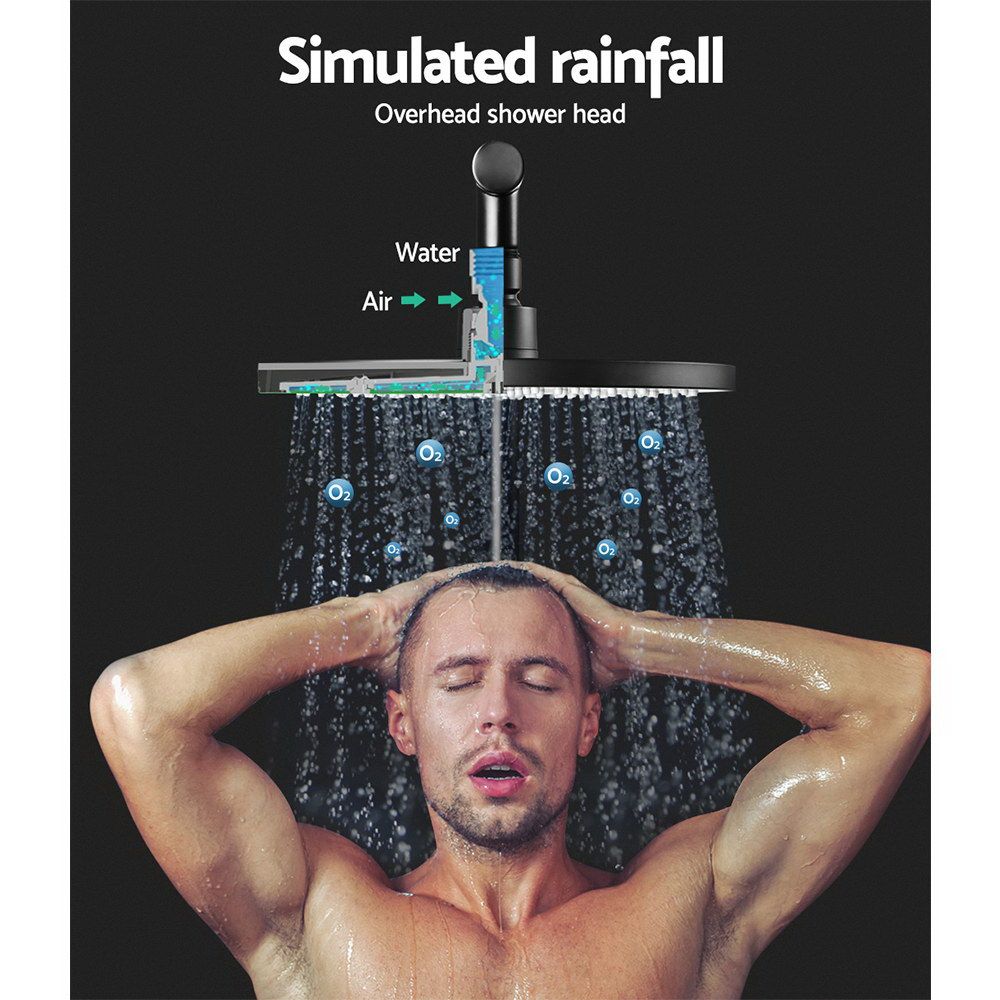 Cefito 9'' Rain Shower Head Set Handheld Round High Pressure Black Bedworld