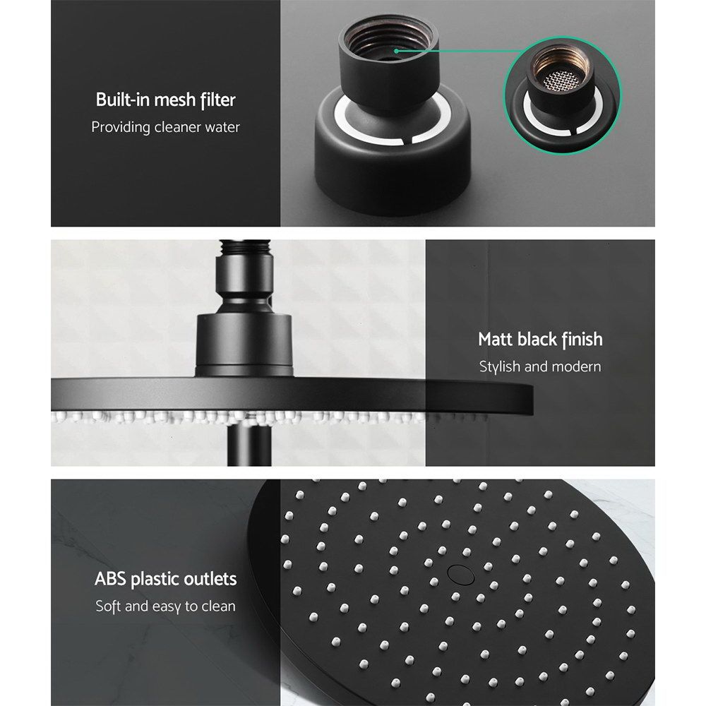 Cefito 9'' Rain Shower Head Set Handheld Round High Pressure Black Bedworld