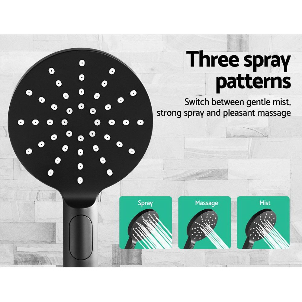 Cefito 9'' Rain Shower Head Set Handheld Round High Pressure Black Bedworld