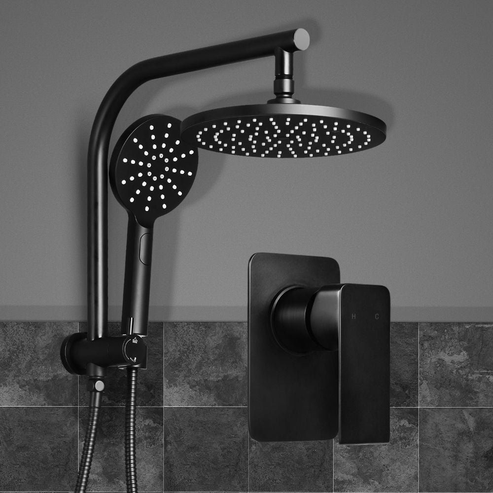 Cefito 9'' Rain Shower Head Set Handheld Round High Pressure Mixer Tap Black Bedworld