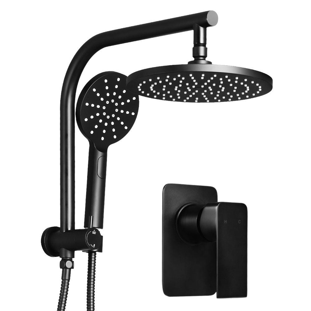 Cefito 9'' Rain Shower Head Set Handheld Round High Pressure Mixer Tap Black Bedworld