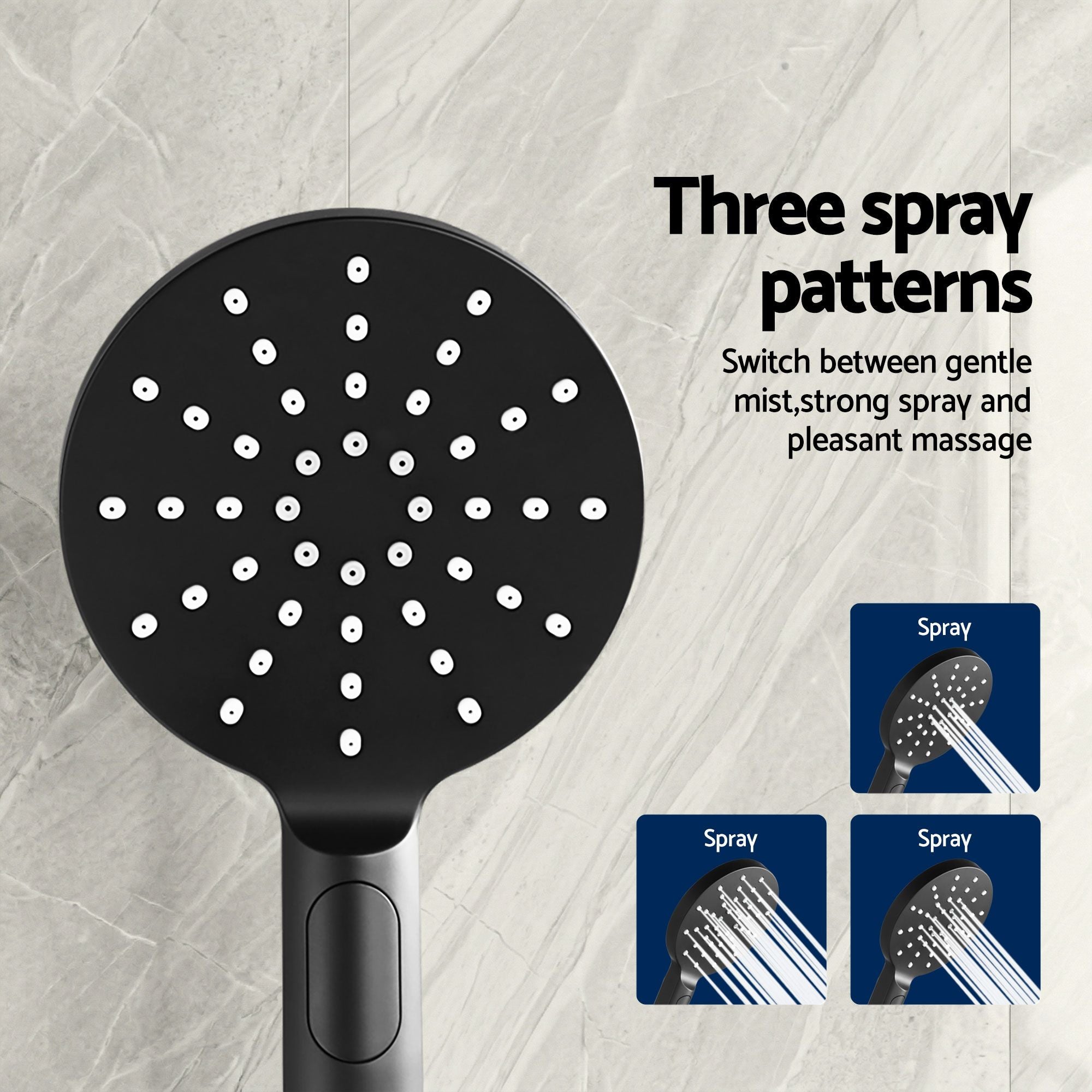 Cefito 9'' Rain Shower Head Set Handheld Round High Pressure Mixer Tap Chrome Bedworld