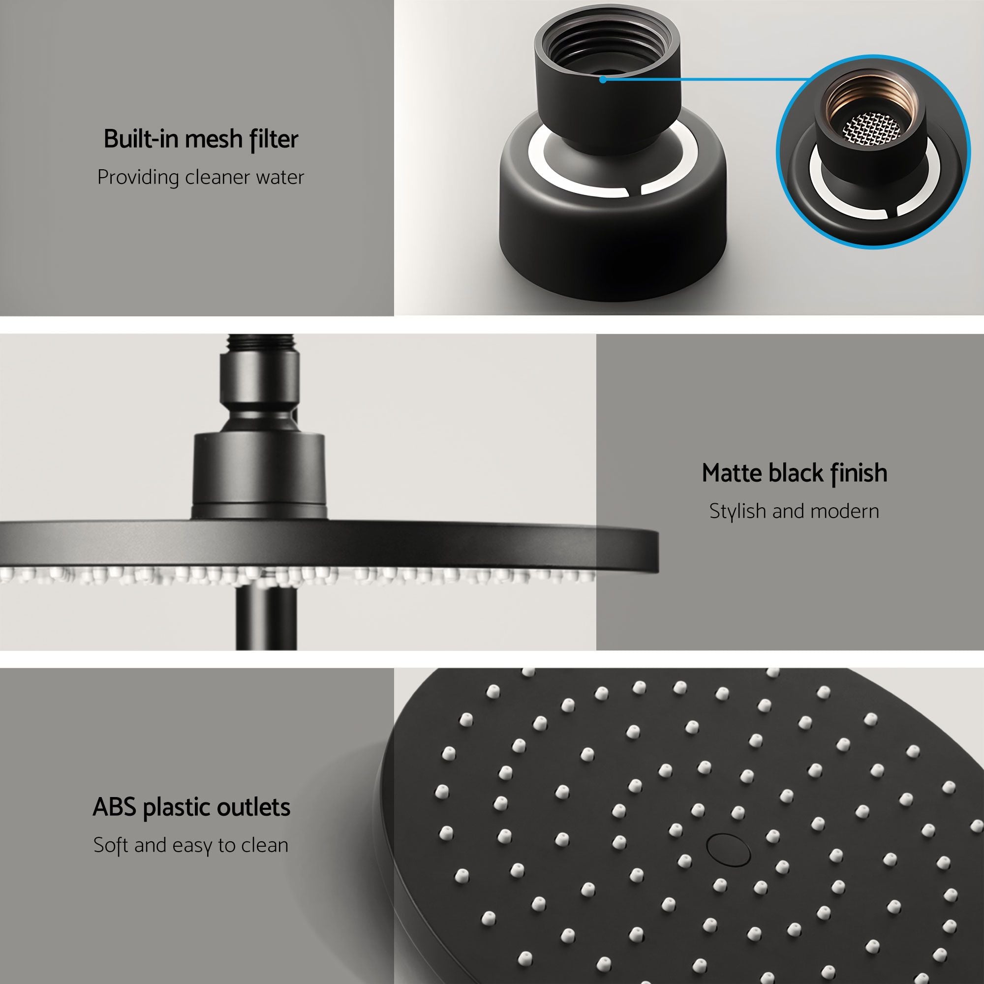 Cefito 9'' Rain Shower Head Set Handheld Round High Pressure Mixer Tap Chrome Bedworld